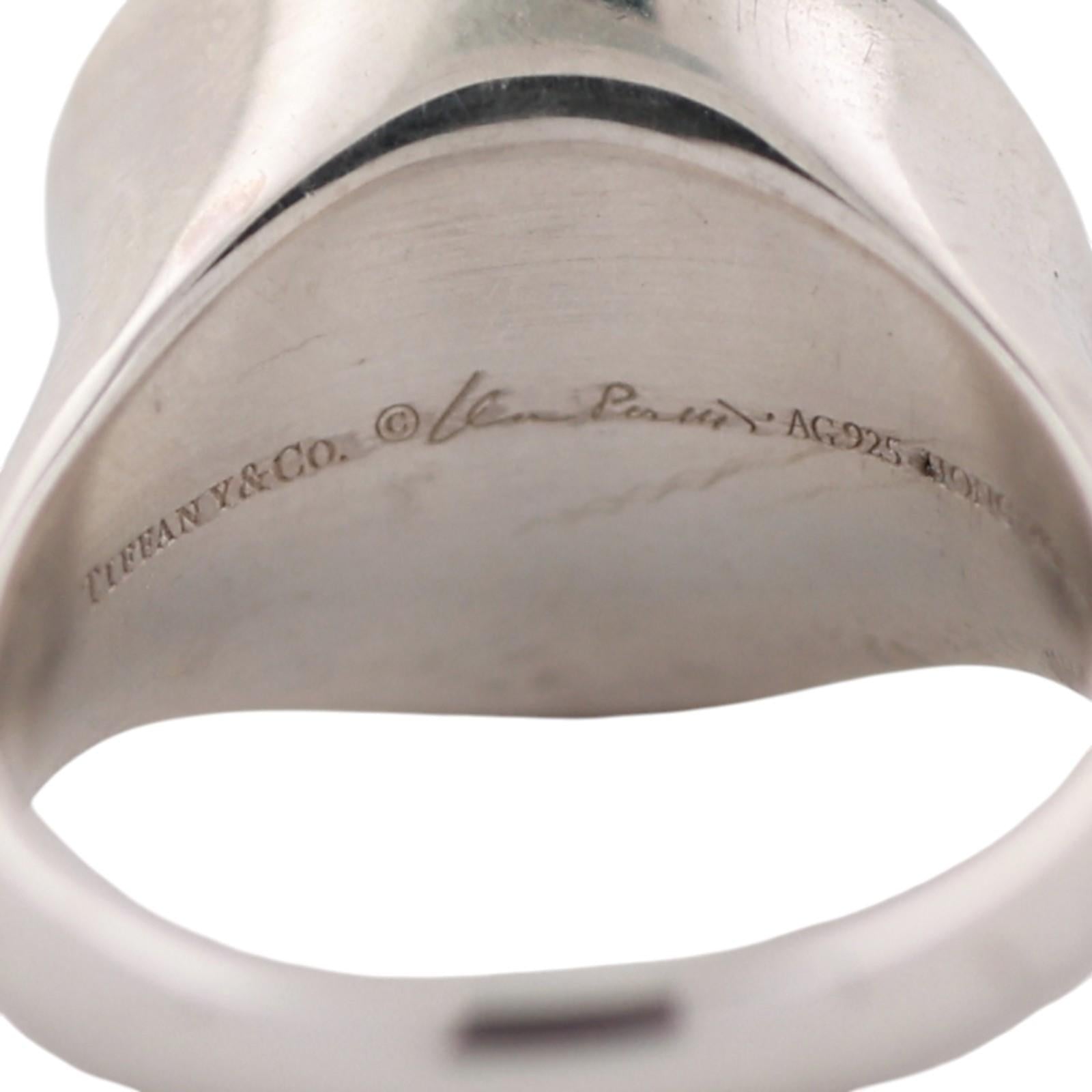 Tiffany & Co. Elsa Peretti Sterling Silver Rock Crystal Cabochon Ring SIze 8.25
