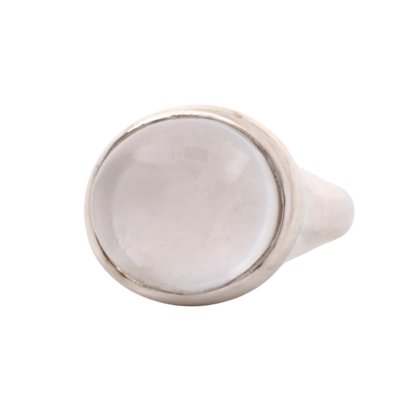 Tiffany & Co. Elsa Peretti Sterling Silver Rock Crystal Cabochon Ring SIze 8.25