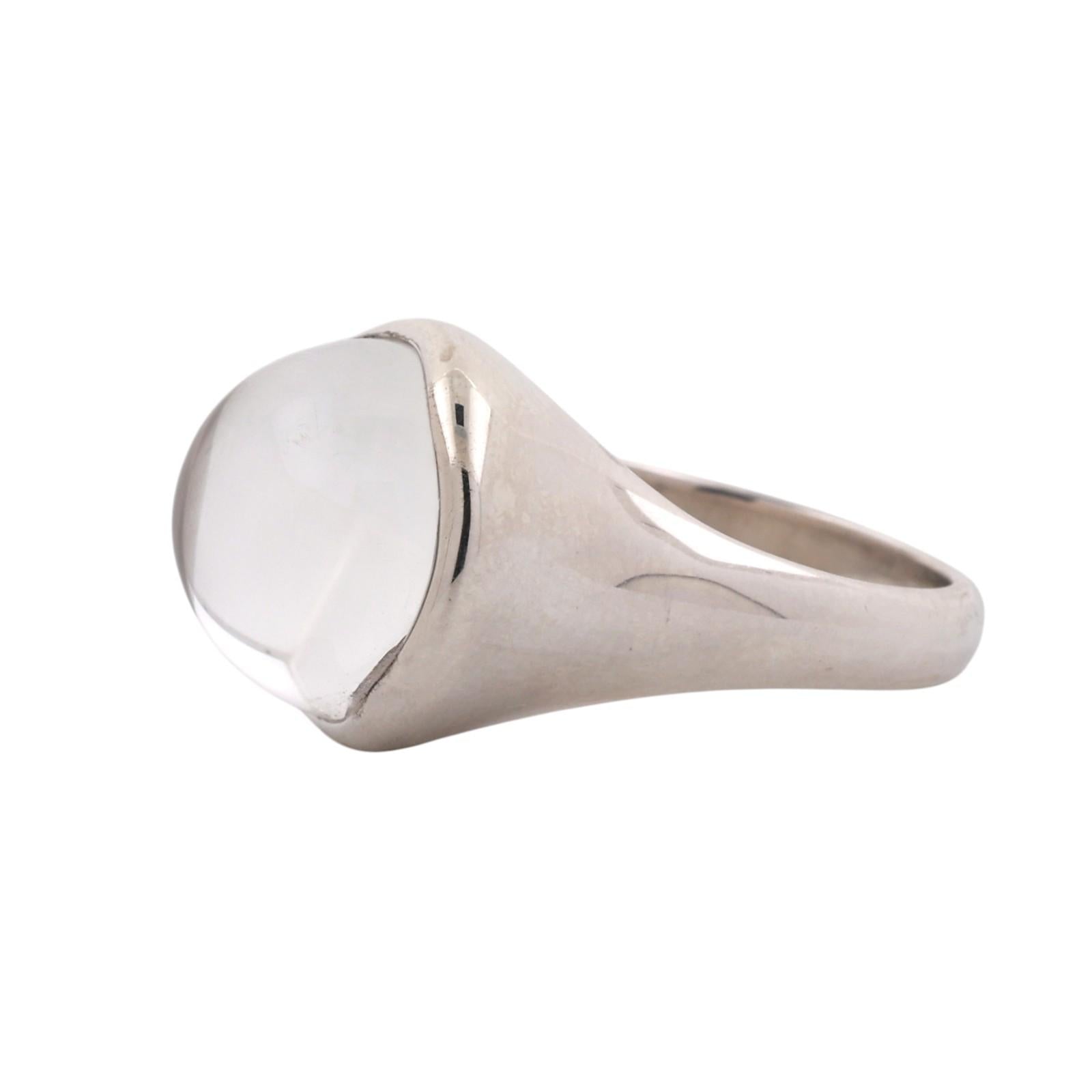 Tiffany & Co. Elsa Peretti Sterling Silver Rock Crystal Cabochon Ring SIze 8.25