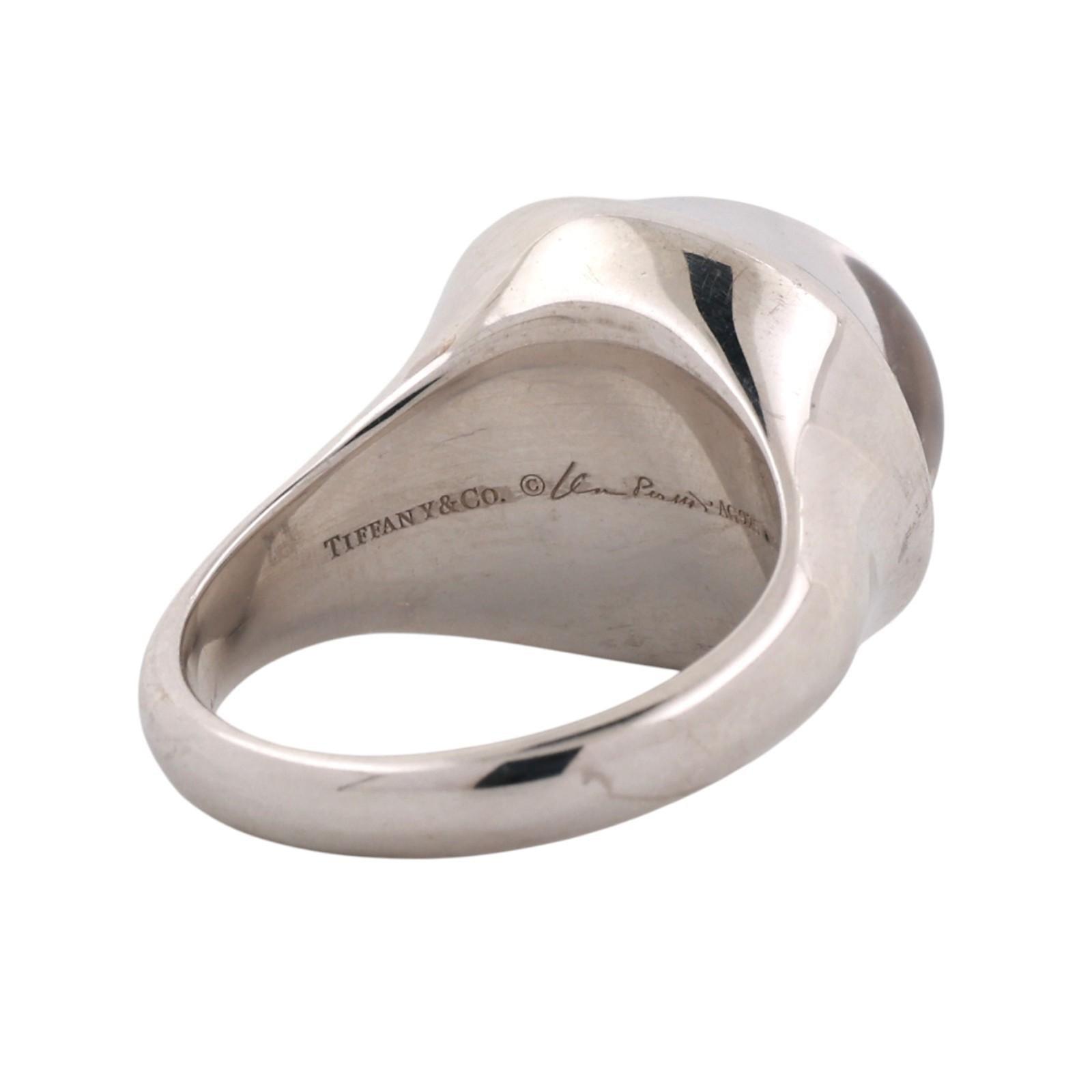 Tiffany & Co. Elsa Peretti Sterling Silver Rock Crystal Cabochon Ring SIze 8.25