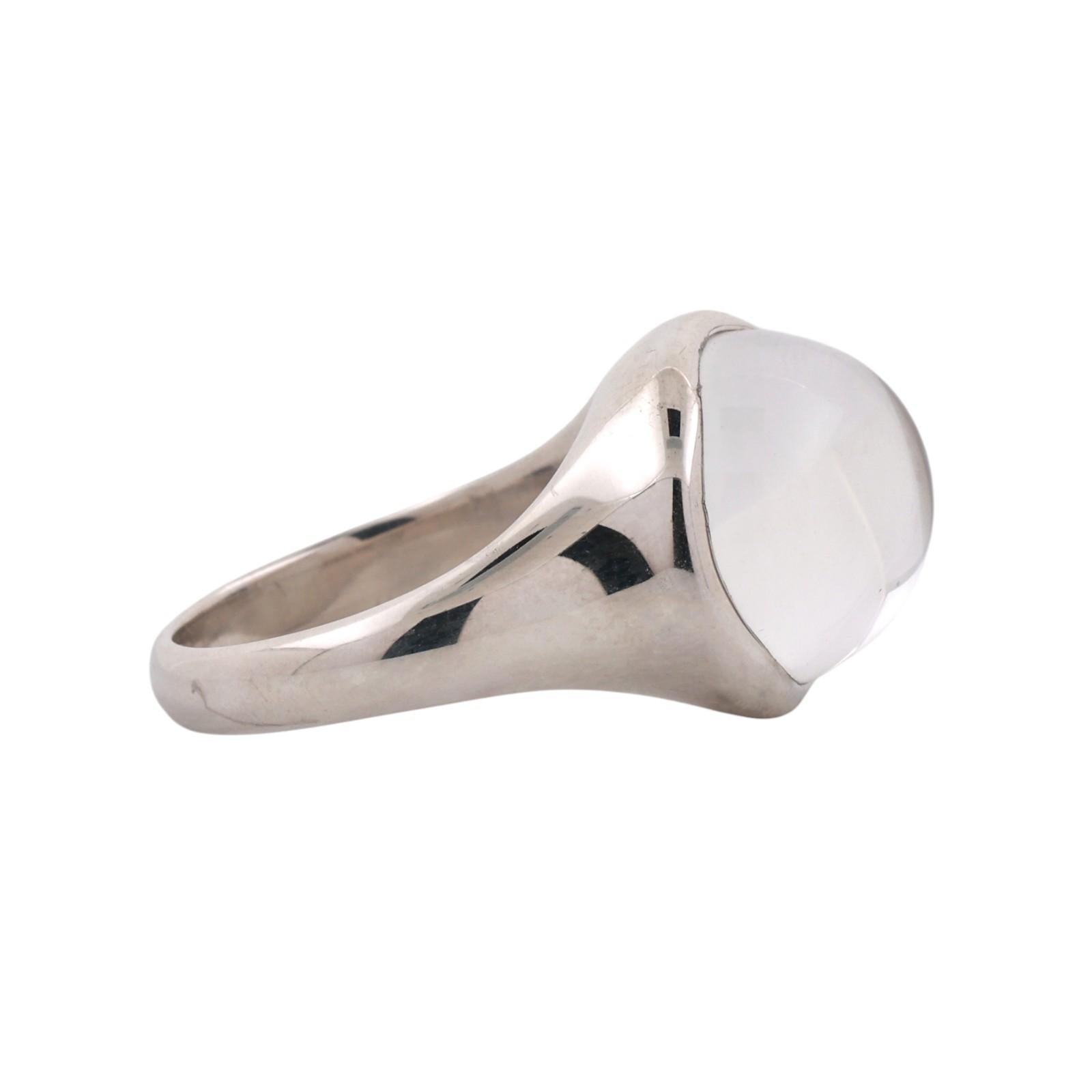 Tiffany & Co. Elsa Peretti Sterling Silver Rock Crystal Cabochon Ring SIze 8.25