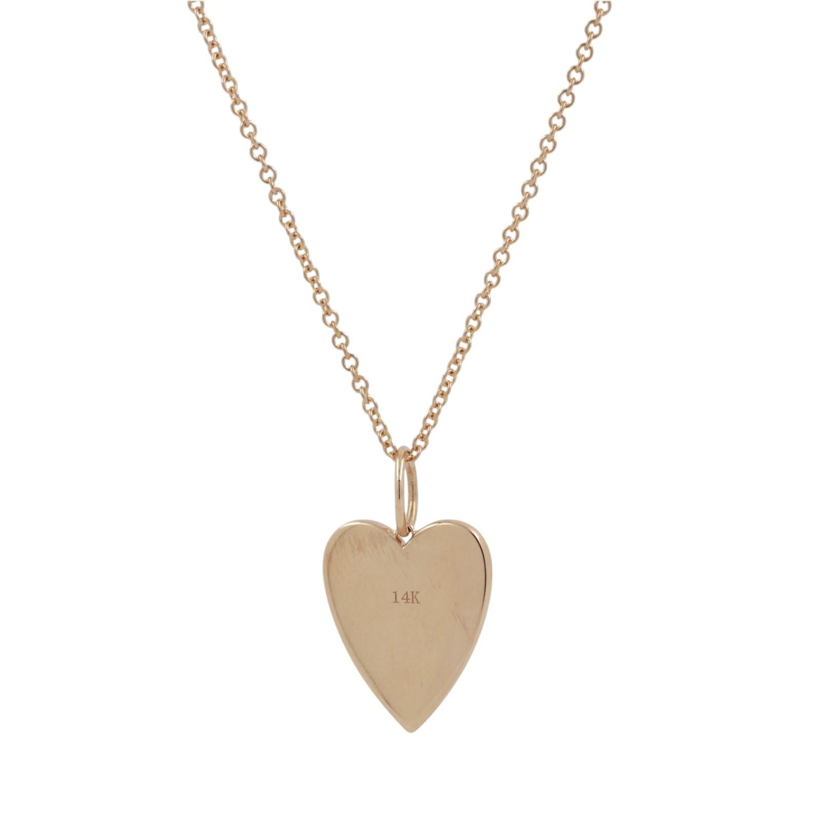 Diamond LOVE YOU Heart Necklace 14K Yellow Gold 18” Chain Ladies Estate