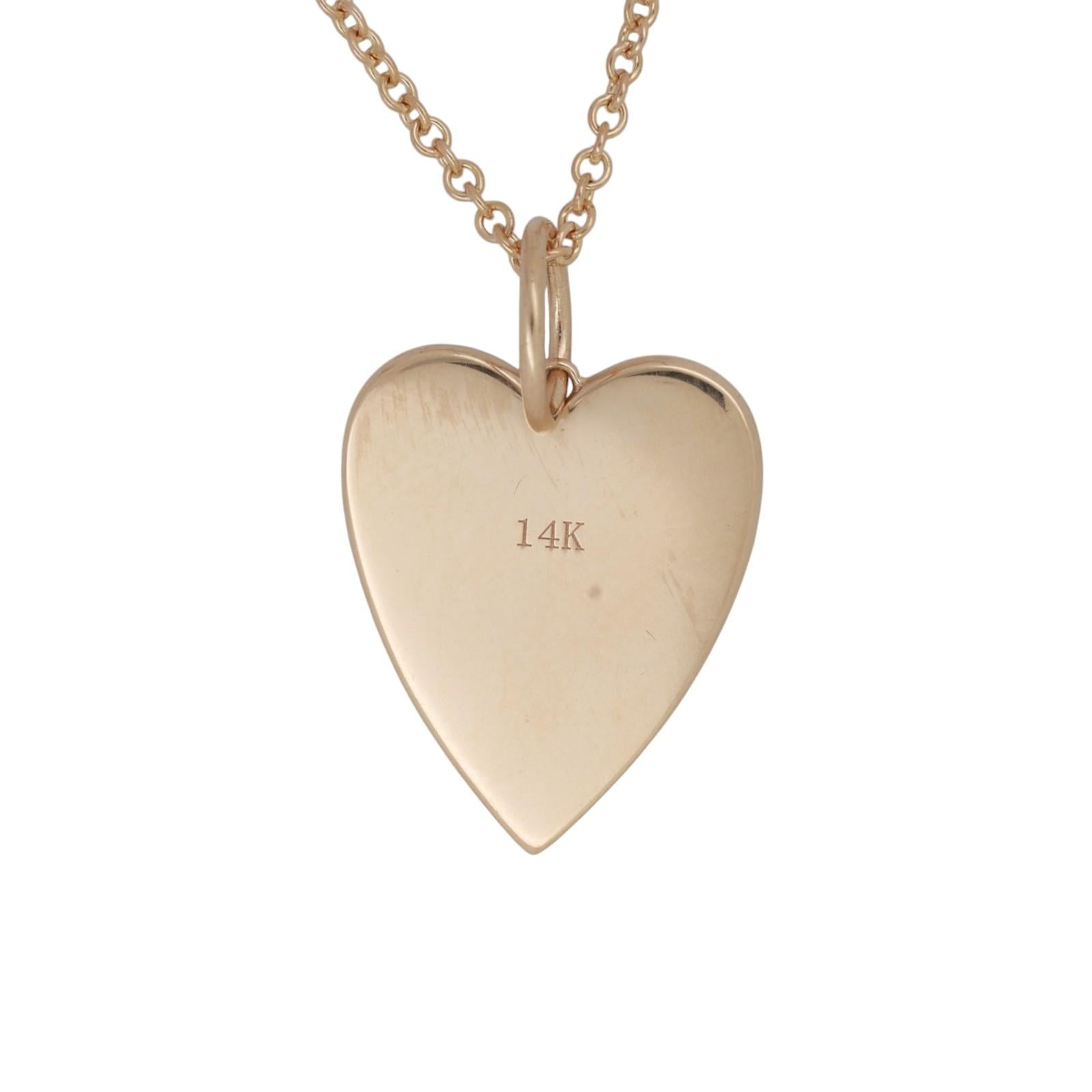 Diamond LOVE YOU Heart Necklace 14K Yellow Gold 18” Chain Ladies Estate