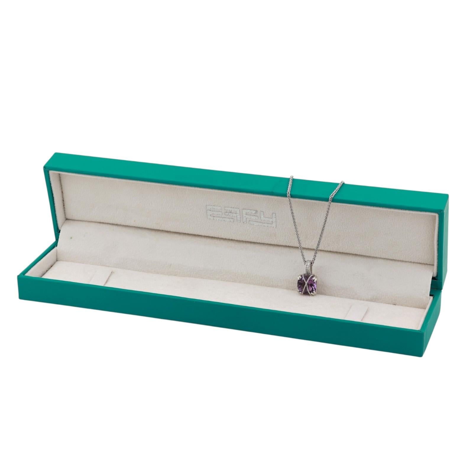 EFFY Sterling Silver Amethyst Pendant Necklace 3.75 CTW 18" Ladies