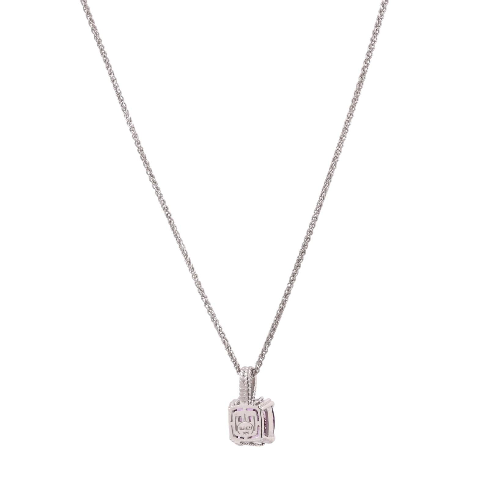 EFFY Sterling Silver Amethyst Pendant Necklace 3.75 CTW 18" Ladies