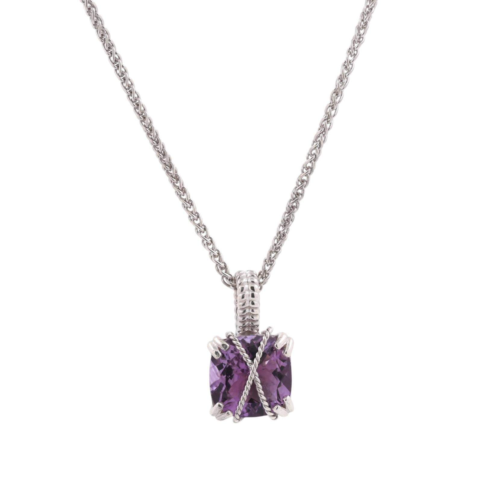 EFFY Sterling Silver Amethyst Pendant Necklace 3.75 CTW 18" Ladies