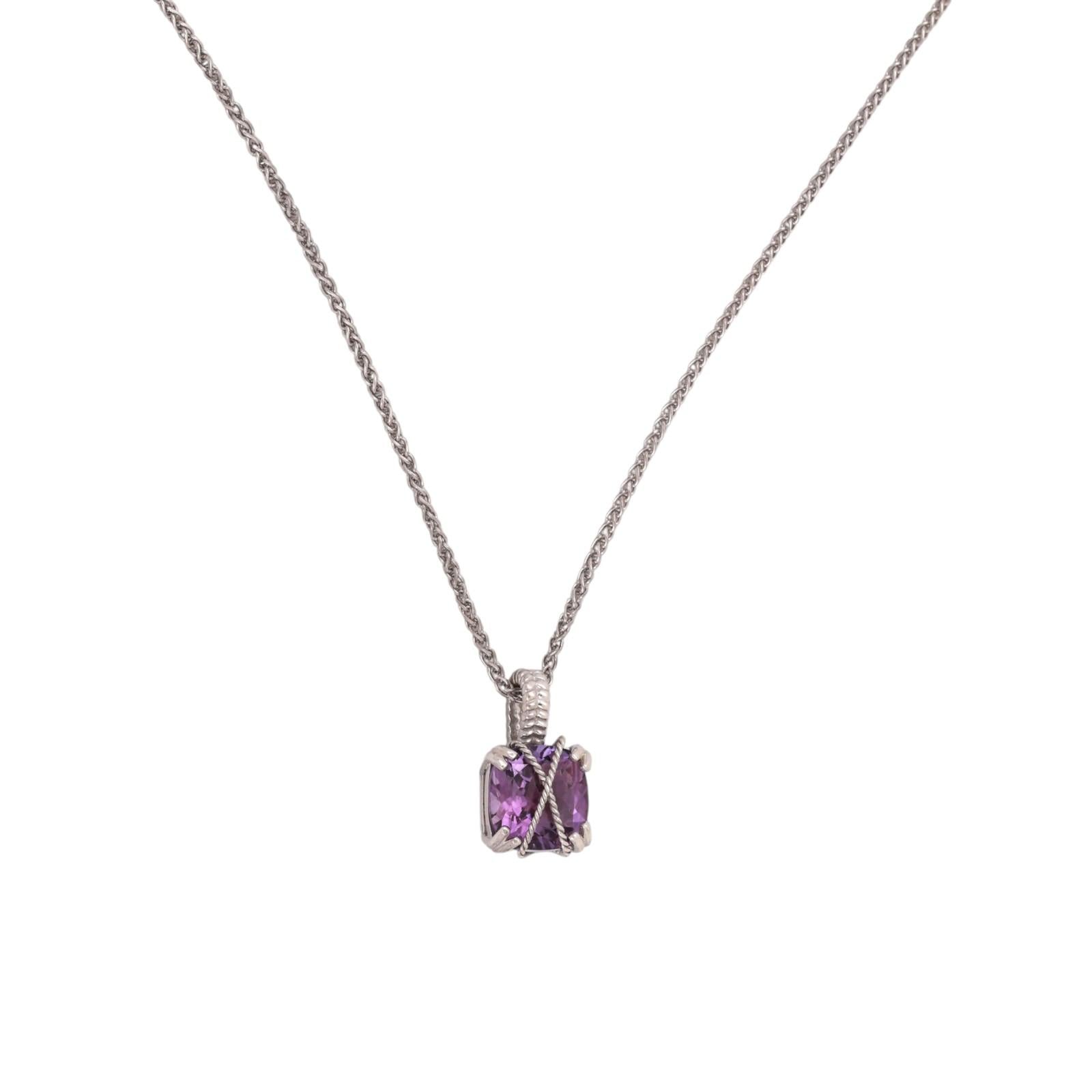 EFFY Sterling Silver Amethyst Pendant Necklace 3.75 CTW 18" Ladies