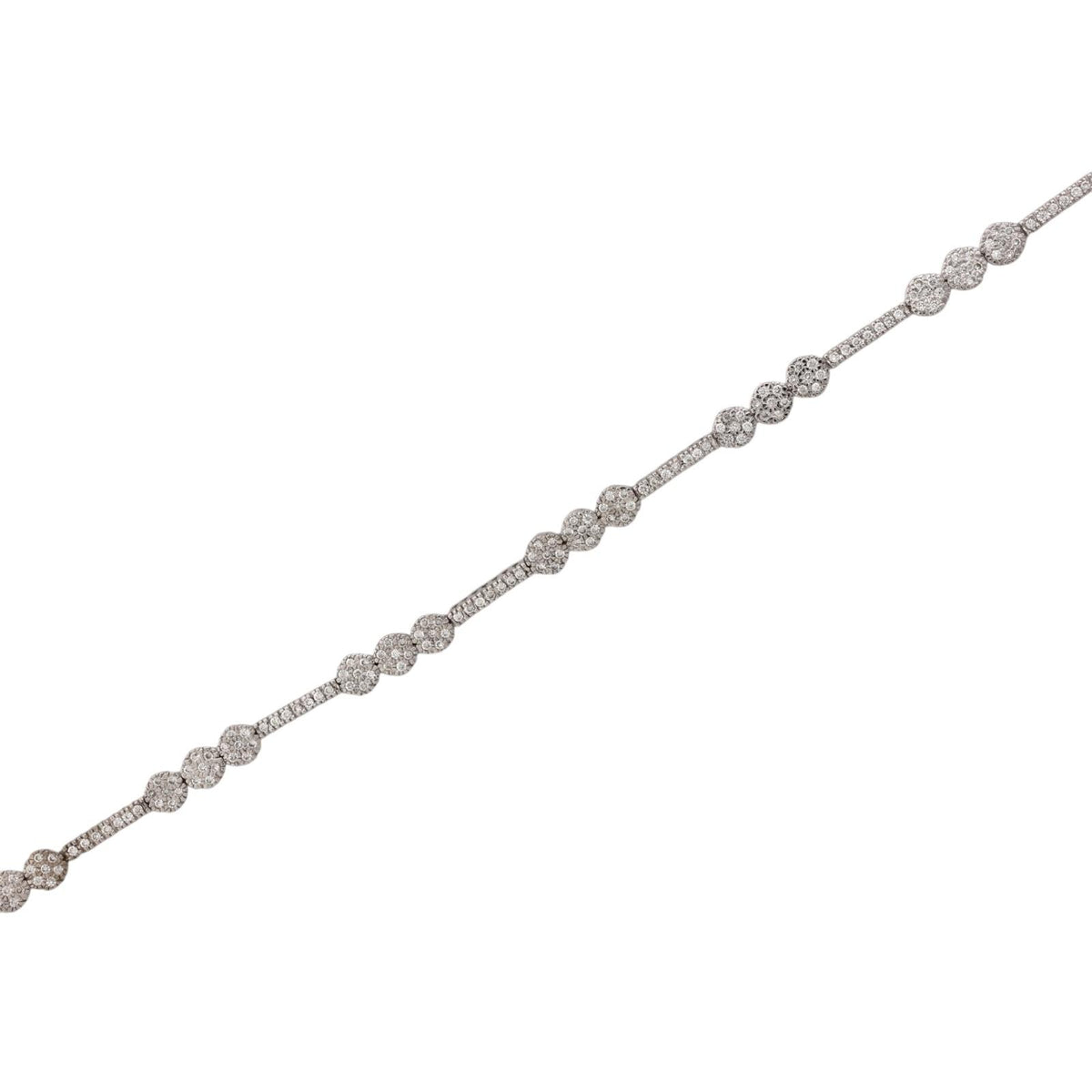 Natural Diamond Cluster Station Link Bracelet 14K White Gold 1.65 CTW 7.25"