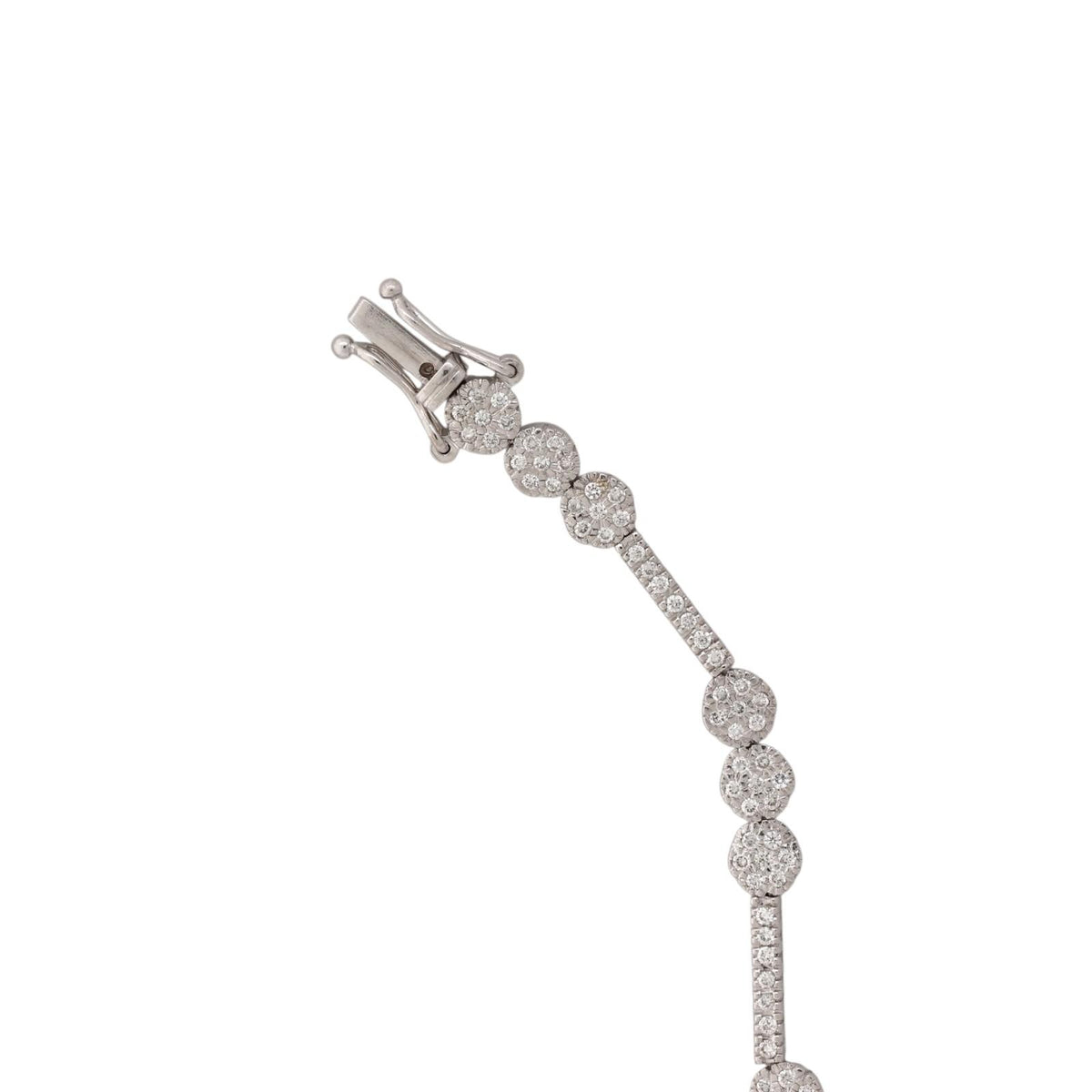 Natural Diamond Cluster Station Link Bracelet 14K White Gold 1.65 CTW 7.25"
