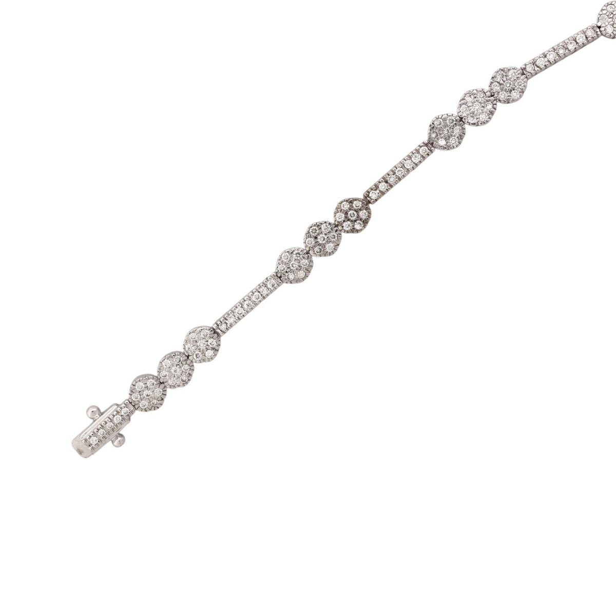 Natural Diamond Cluster Station Link Bracelet 14K White Gold 1.65 CTW 7.25"