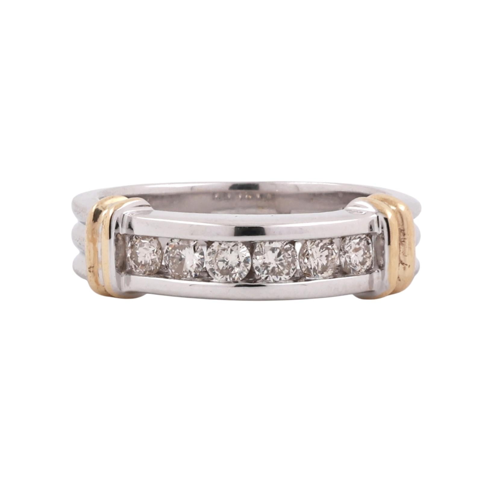 14K Two Tone Gold 0.60CTW Channel Set Diamond Band Ring Size 7.25 Unisex