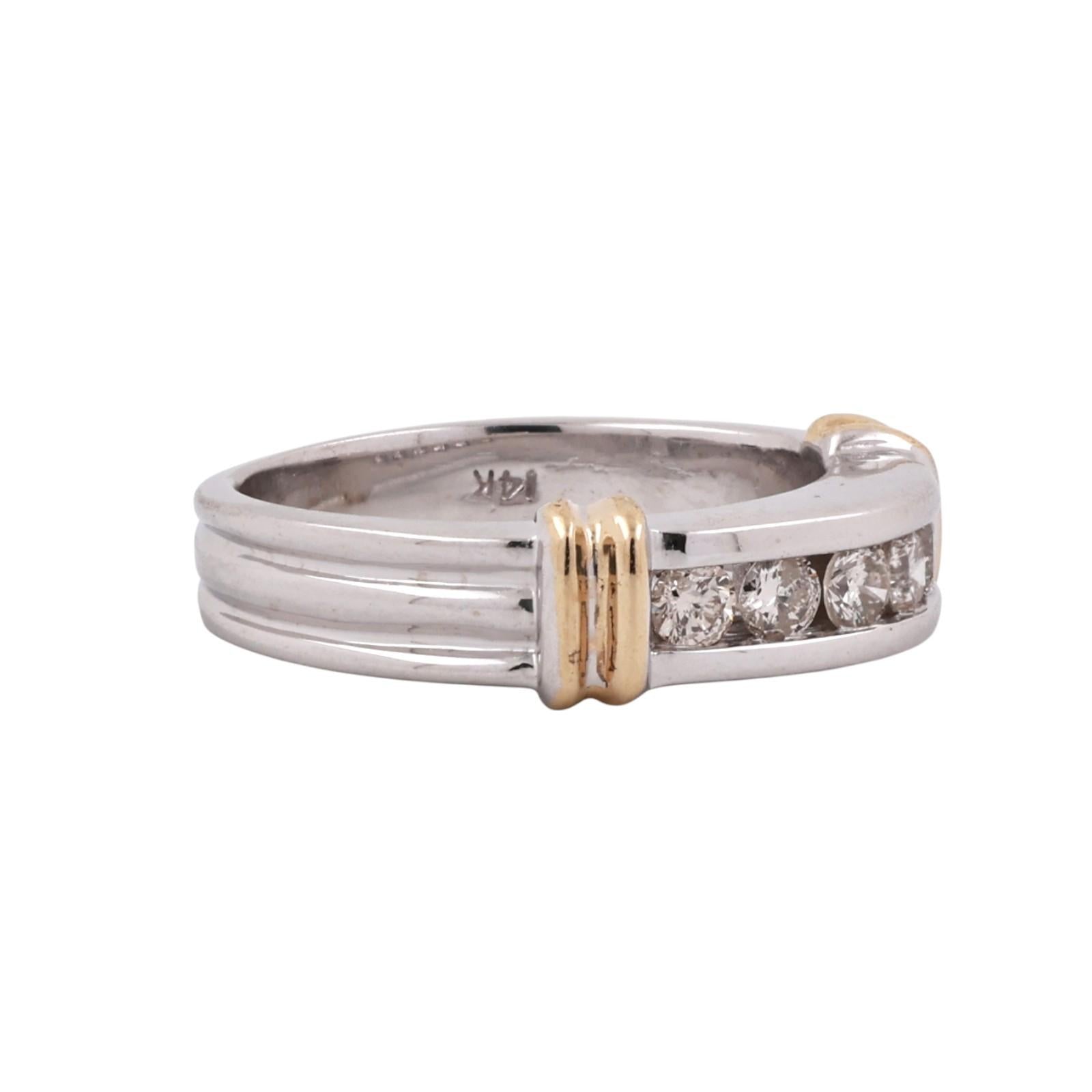 14K Two Tone Gold 0.60CTW Channel Set Diamond Band Ring Size 7.25 Unisex