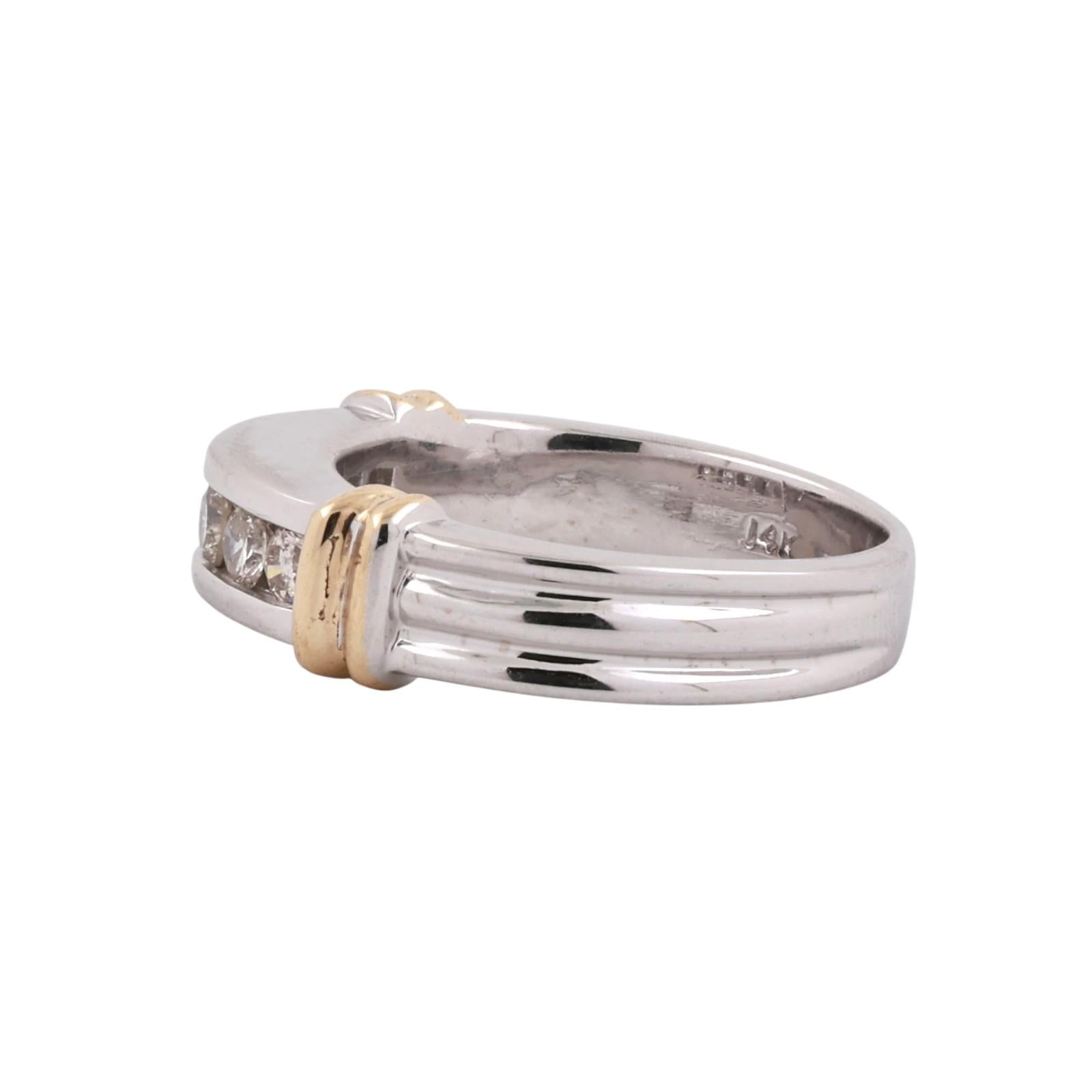 14K Two Tone Gold 0.60CTW Channel Set Diamond Band Ring Size 7.25 Unisex