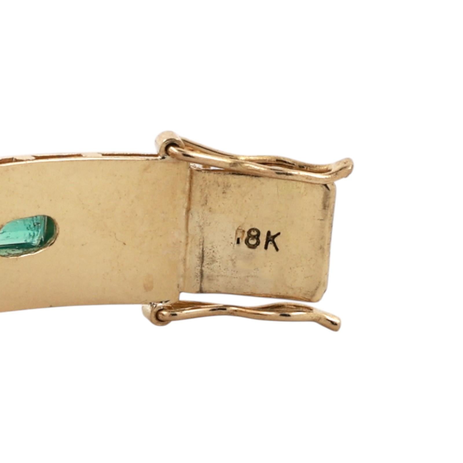 18K Yellow Gold Natural Emerald Panel Link Bracelet 0.60CTW 6.5" Estate