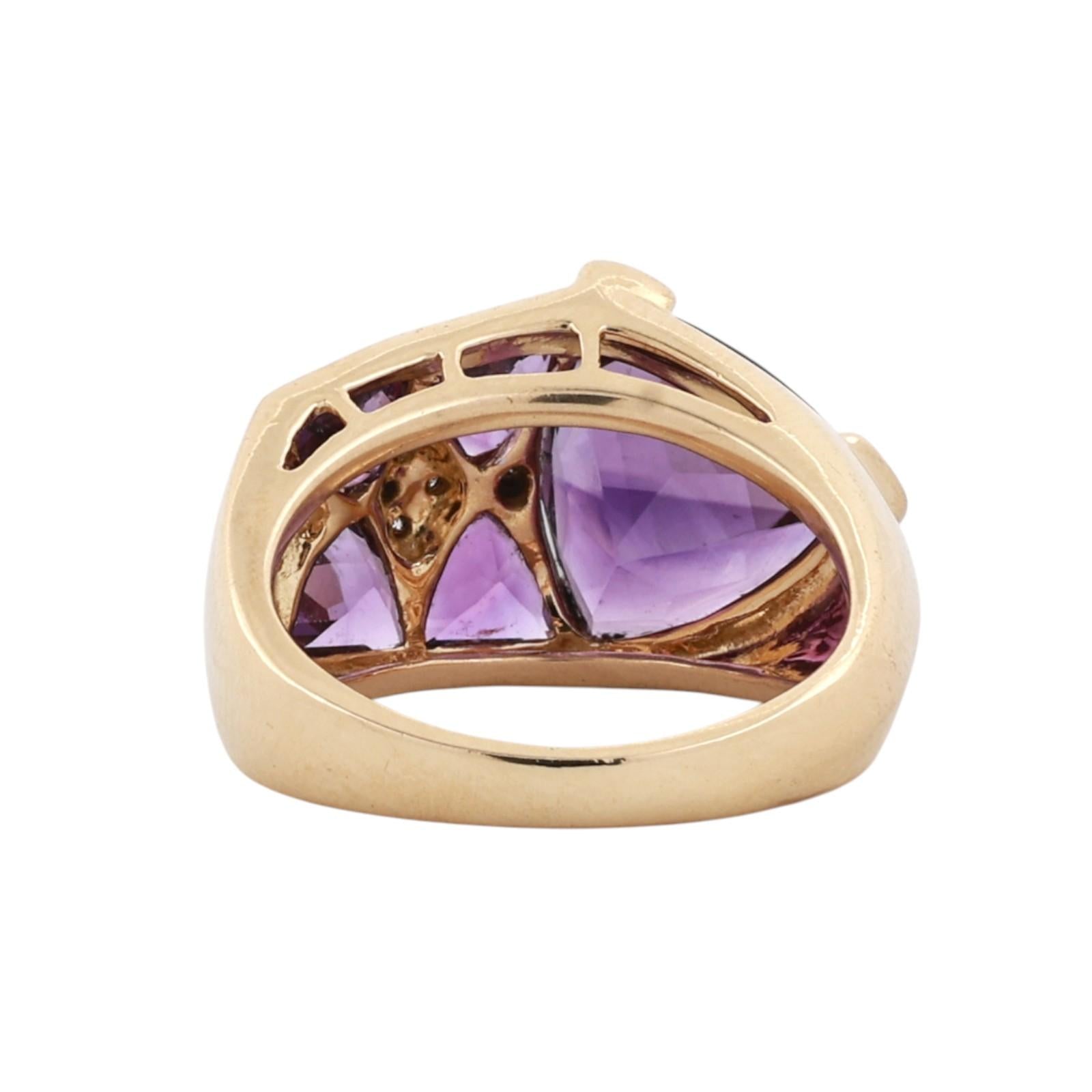 Two-Tone Gold 5.08CTW Amethyst and Diamond Geometric Estate Ring Size 5.75