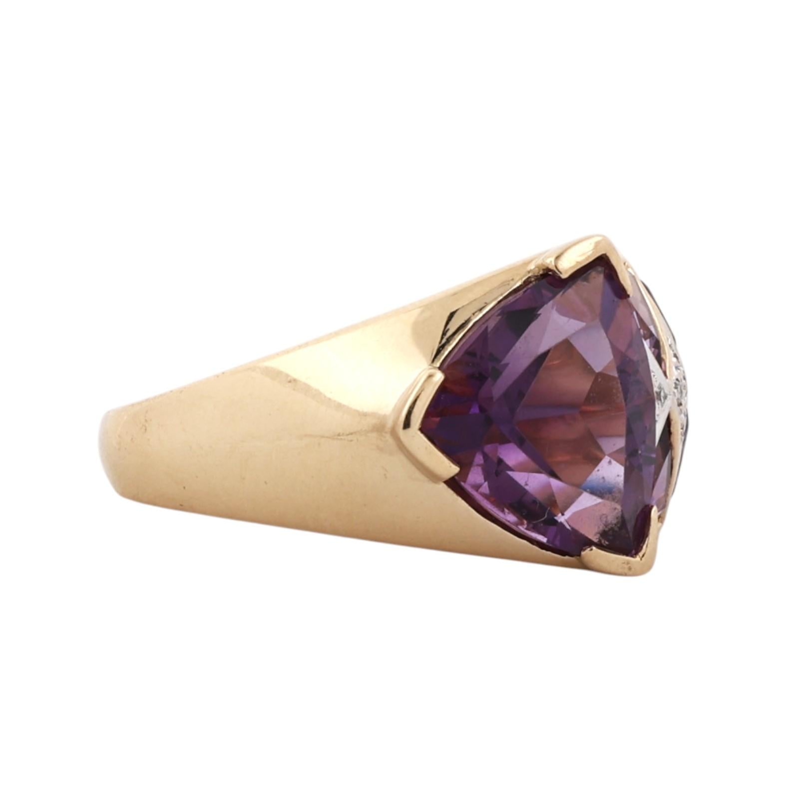 Two-Tone Gold 5.08CTW Amethyst and Diamond Geometric Estate Ring Size 5.75