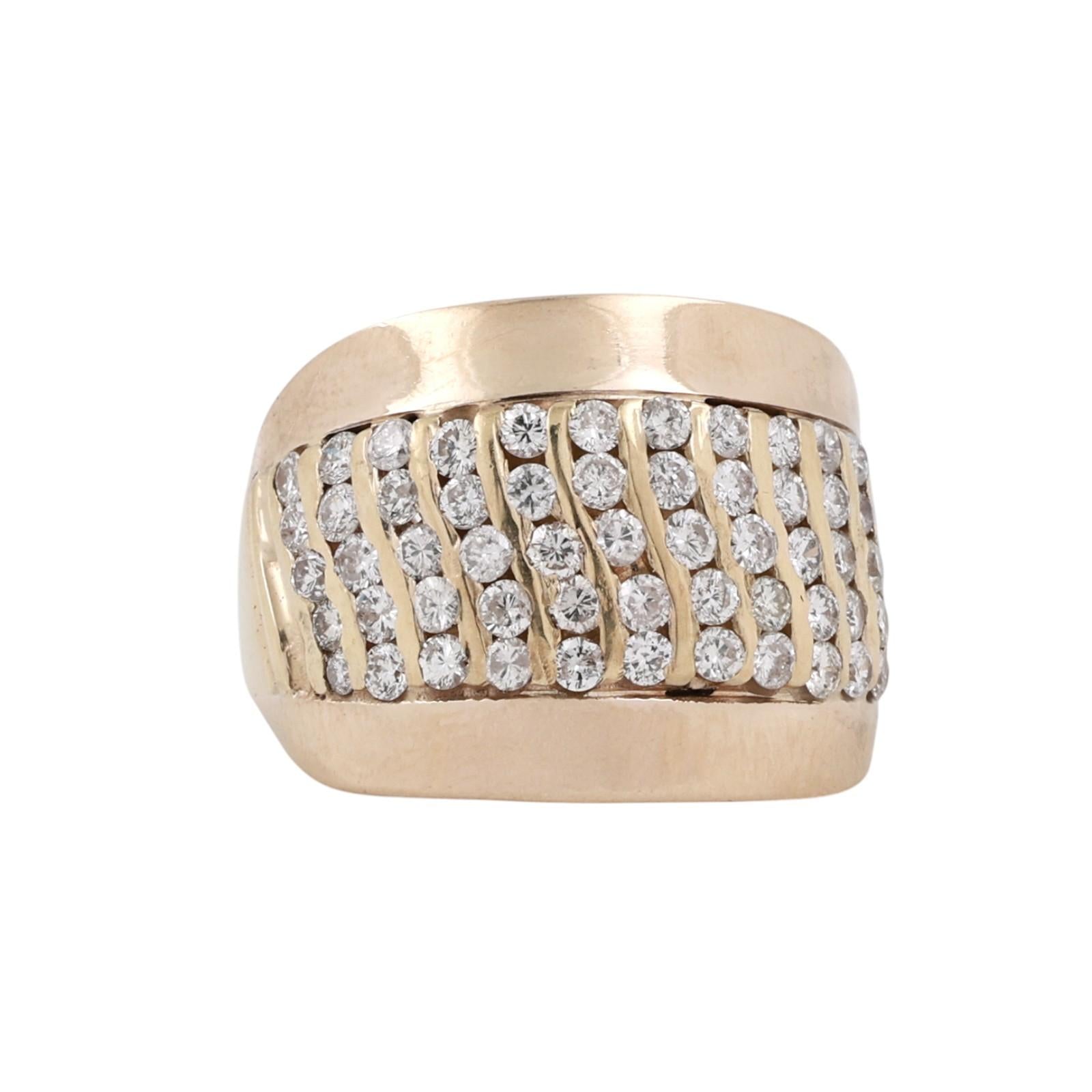 Yellow Gold 1.60 CTW Natural Diamond Statement Wide Band Ring 12.2g Size 9.25