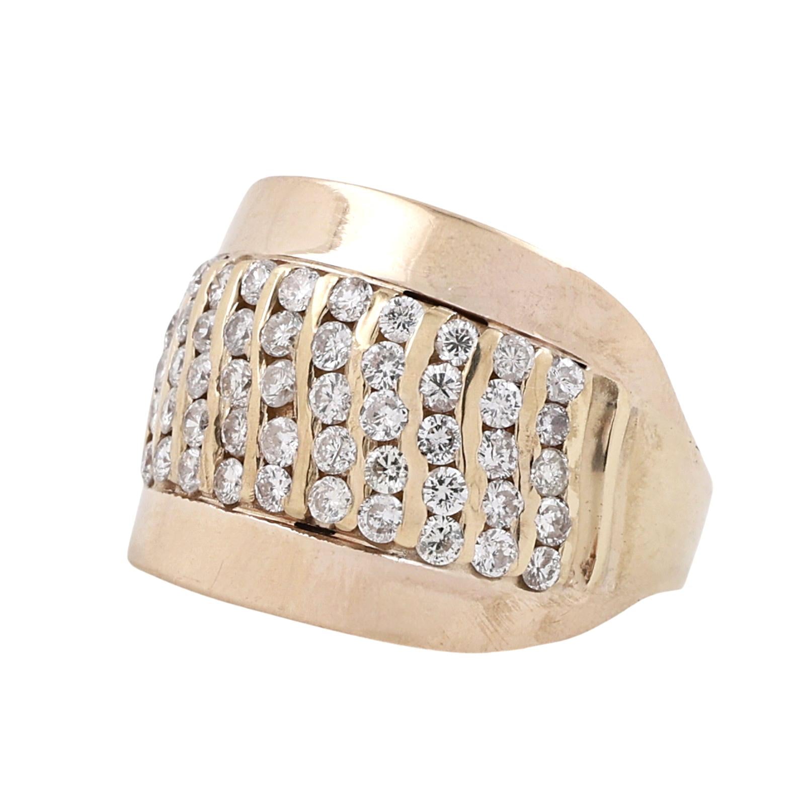 Yellow Gold 1.60 CTW Natural Diamond Statement Wide Band Ring 12.2g Size 9.25