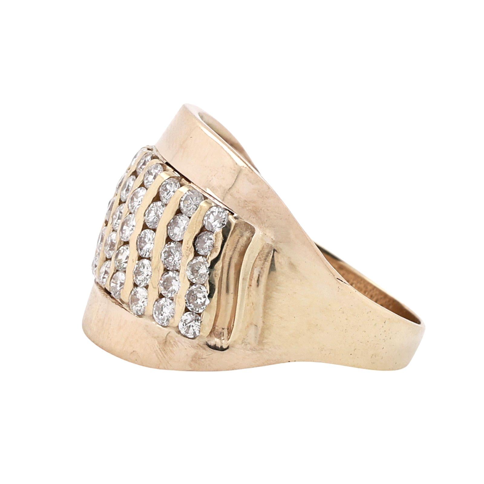 Yellow Gold 1.60 CTW Natural Diamond Statement Wide Band Ring 12.2g Size 9.25