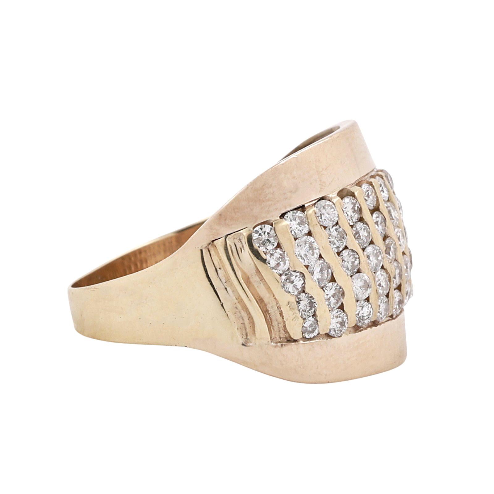 Yellow Gold 1.60 CTW Natural Diamond Statement Wide Band Ring 12.2g Size 9.25