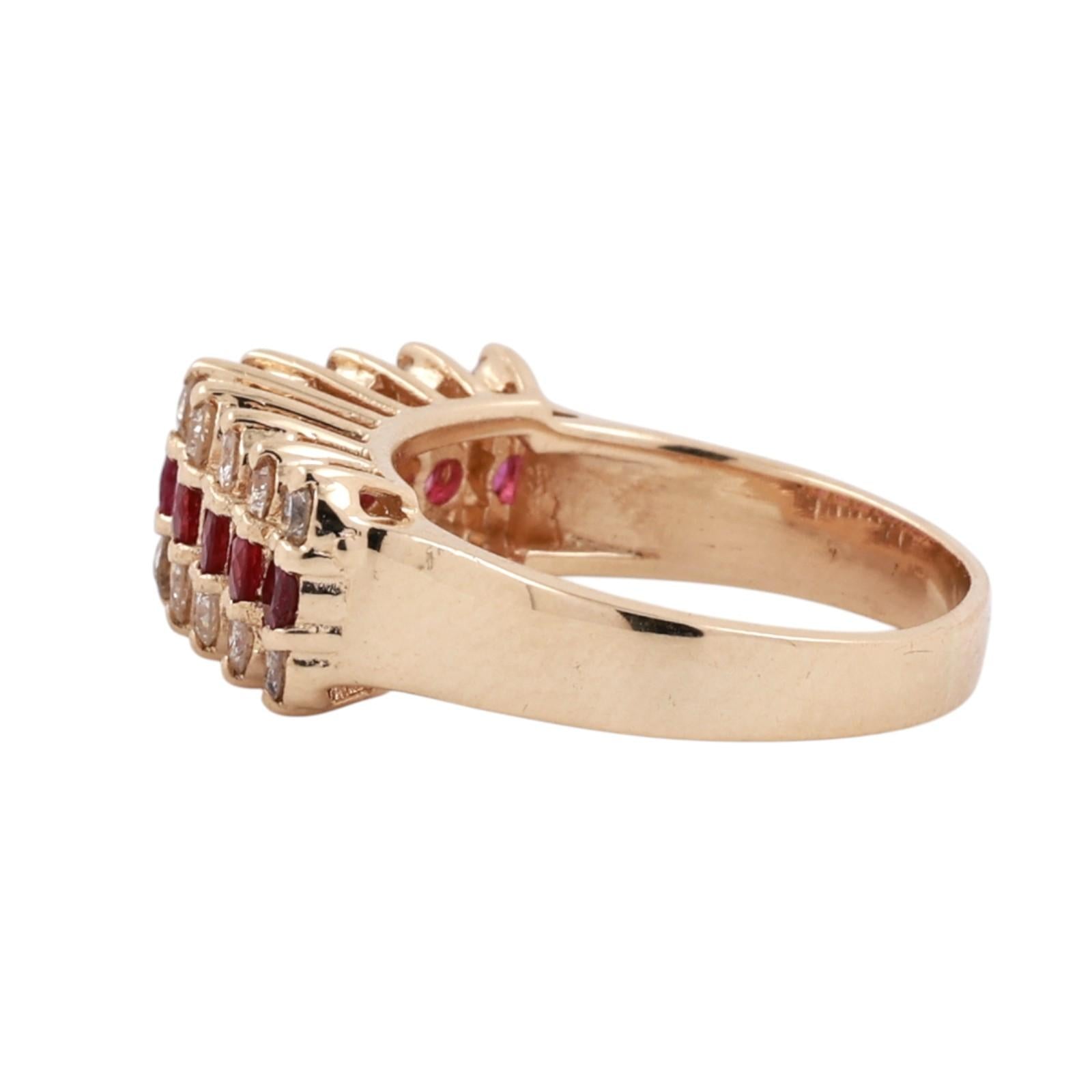 Ruby Diamond Anniversary Band Ring 14K Yellow Gold 1.56CTW Size 7.25 Estate
