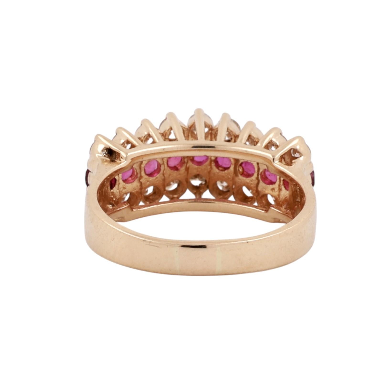 Ruby Diamond Anniversary Band Ring 14K Yellow Gold 1.56CTW Size 7.25 Estate