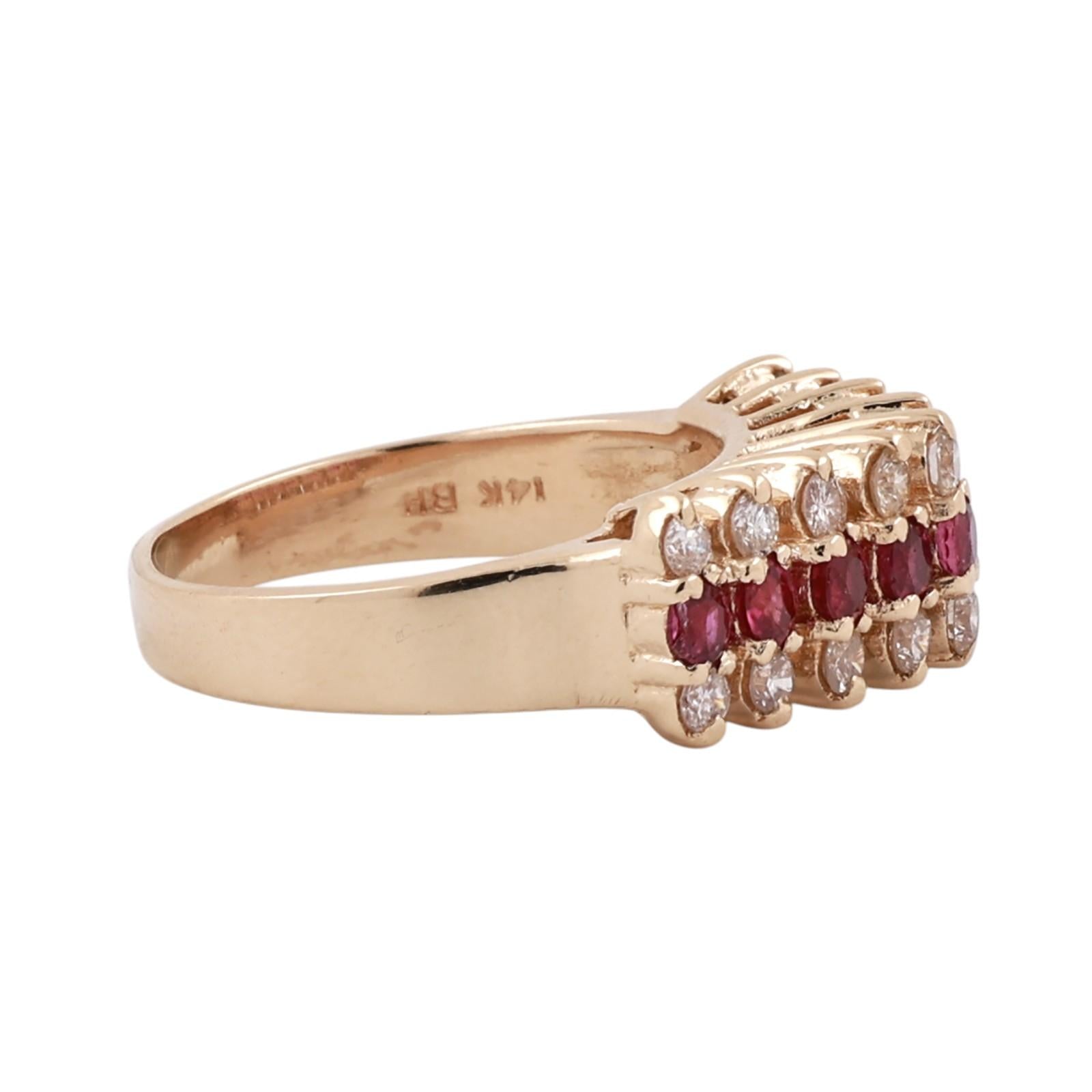 Ruby Diamond Anniversary Band Ring 14K Yellow Gold 1.56CTW Size 7.25 Estate