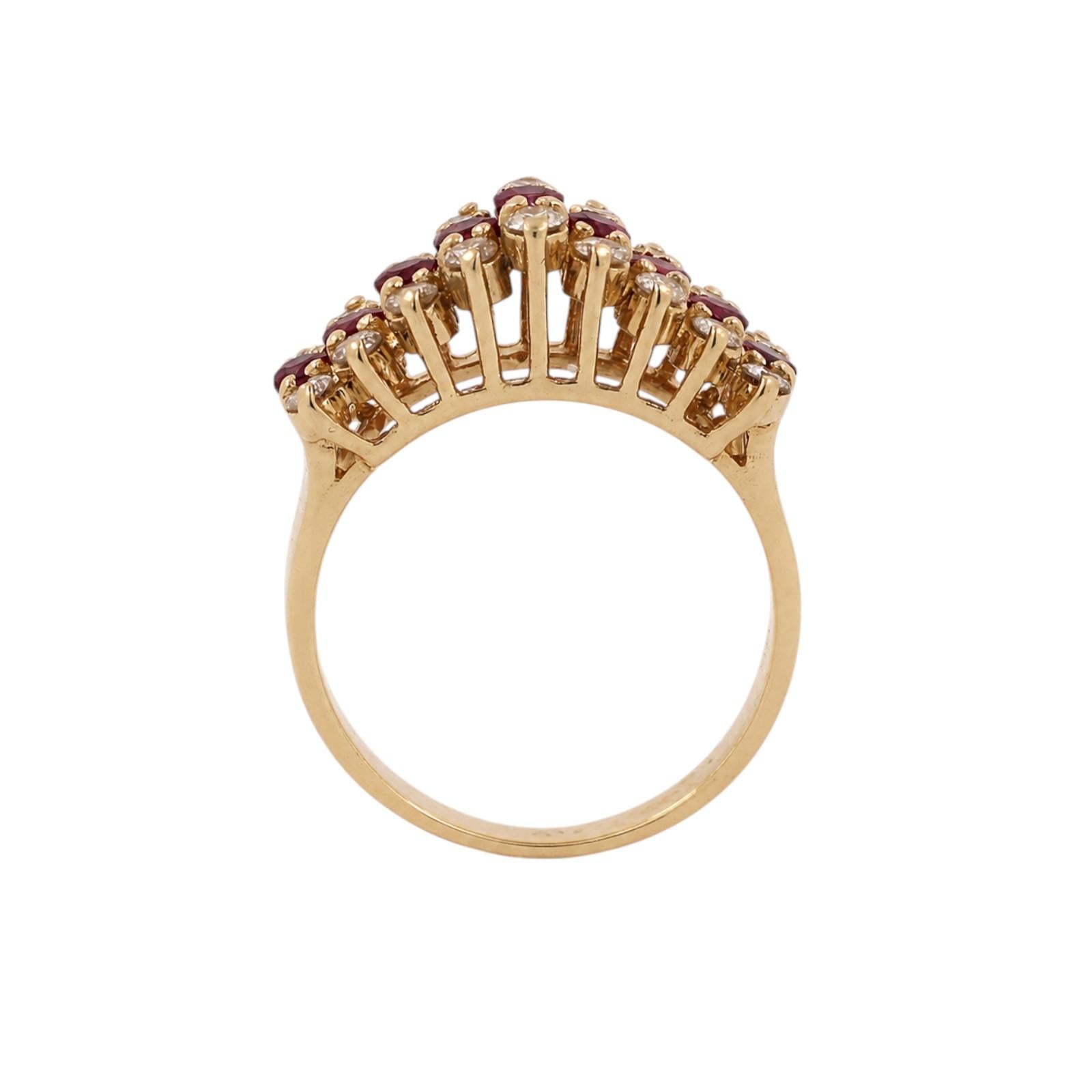 Ruby Diamond Anniversary Band Ring 14K Yellow Gold 1.56CTW Size 7.25 Estate