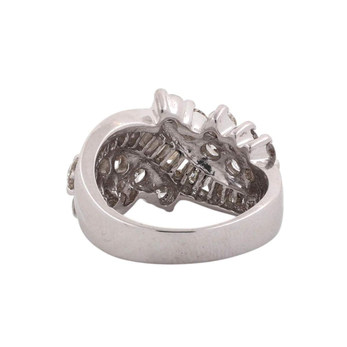Natural Diamond Swirl Ring 14K White Gold 2.50 CTW Round Baguette Size 6.25