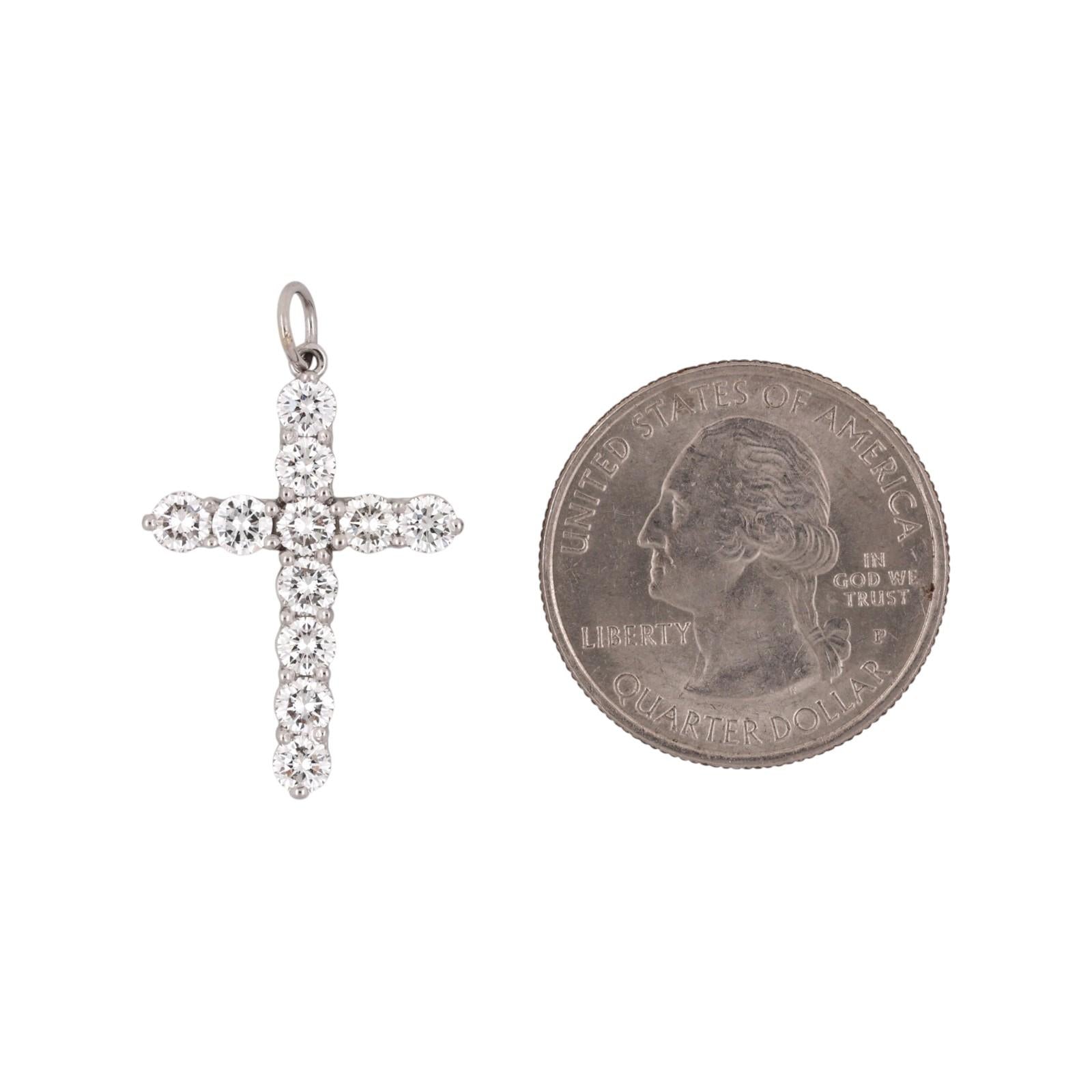 PT950 Platinum 1.60 CTW Natural Round Brilliant Diamond Cross Pendant