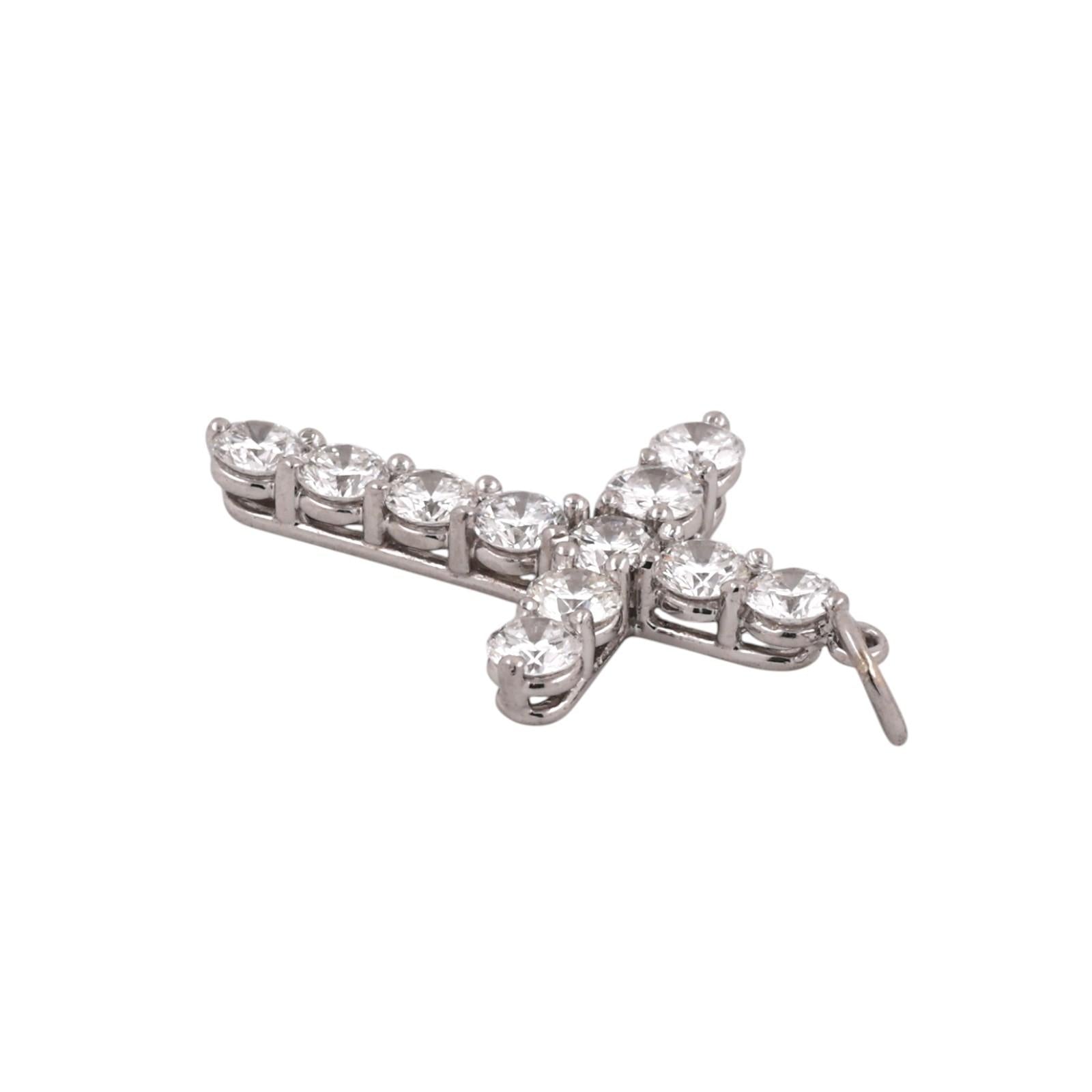 PT950 Platinum 1.60 CTW Natural Round Brilliant Diamond Cross Pendant