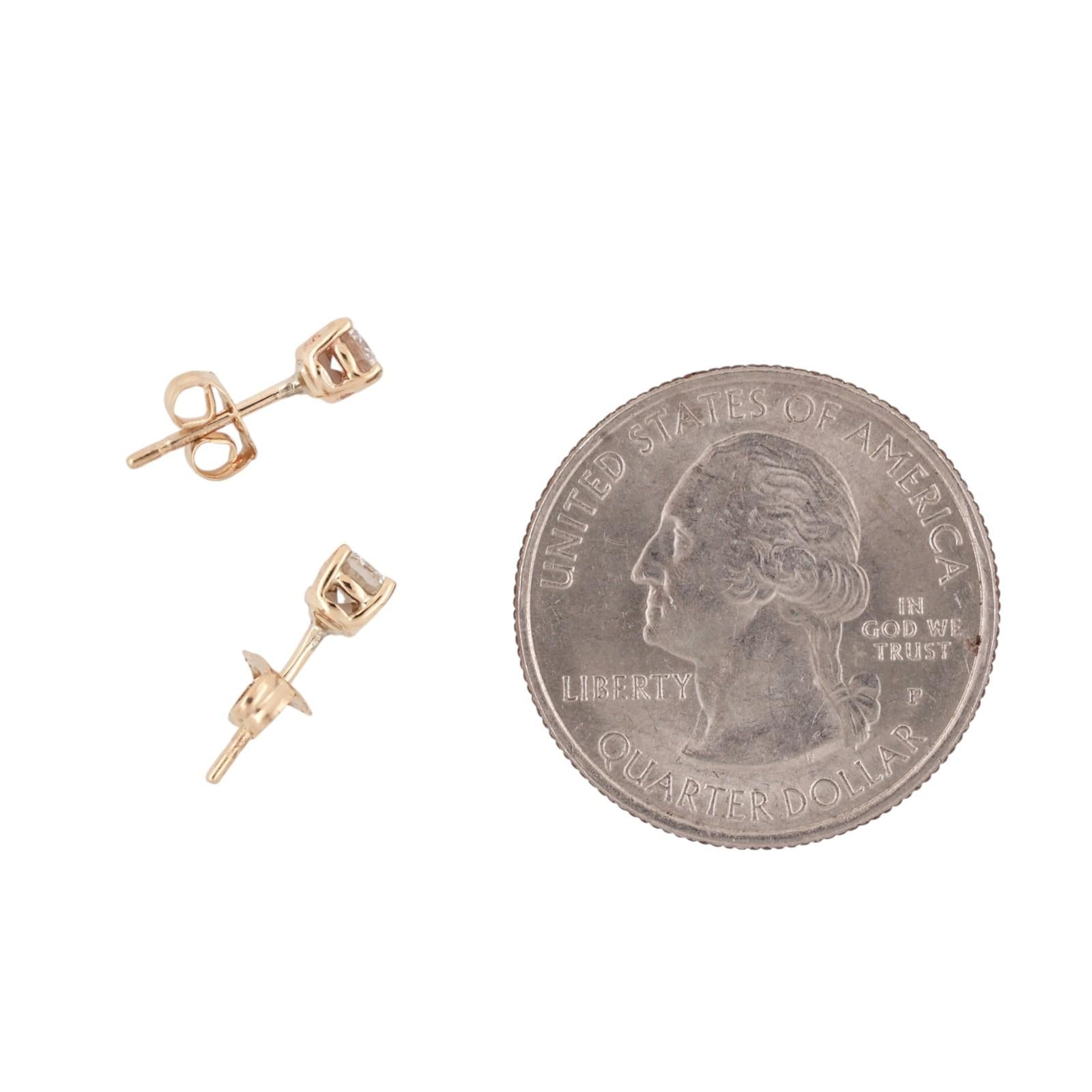 14K Yellow Gold 1.00CTW Princess Cut Diamond Stud Earrings