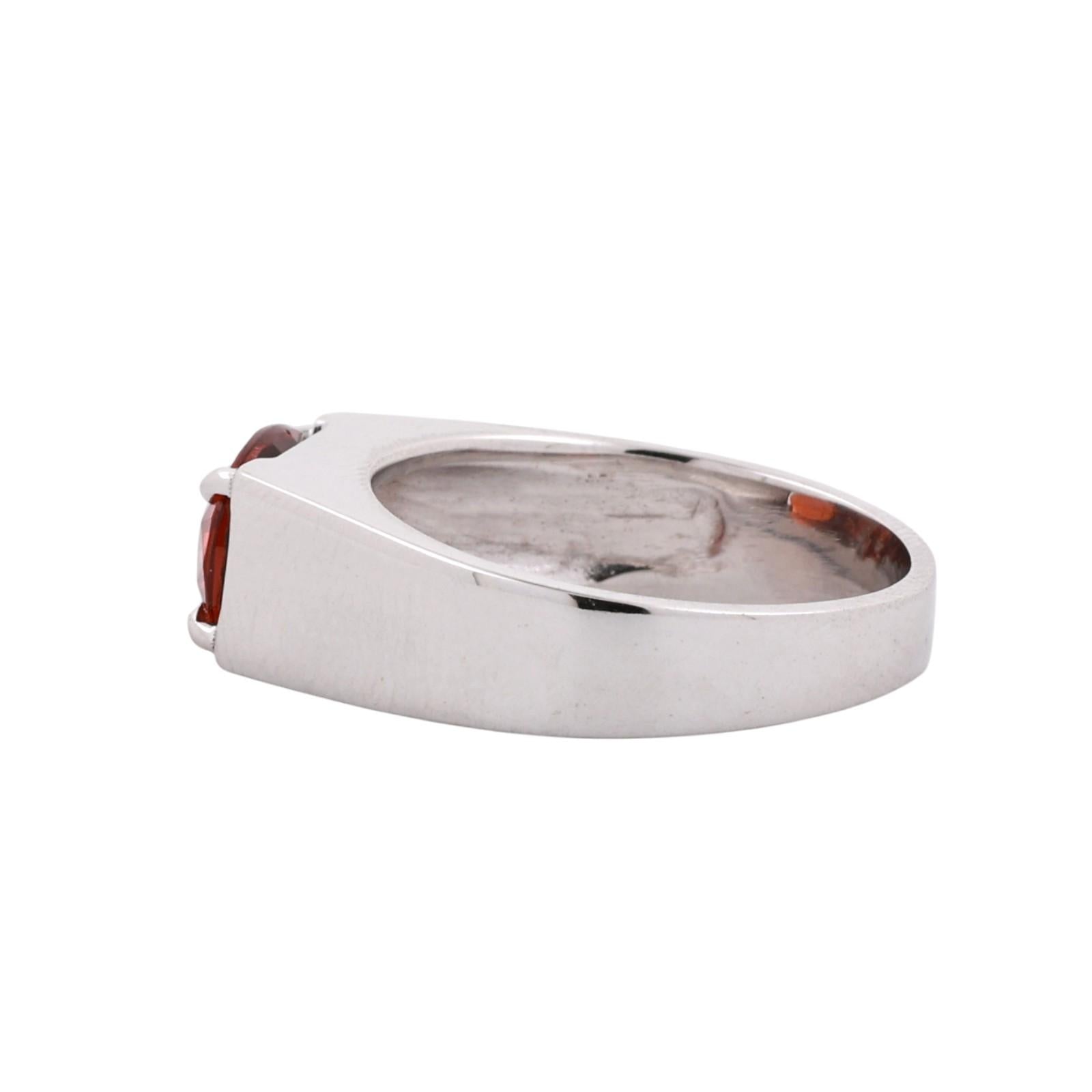 14K White Gold 2.55CT Spessartite Garnet Signet Ring Estate Size 8.75