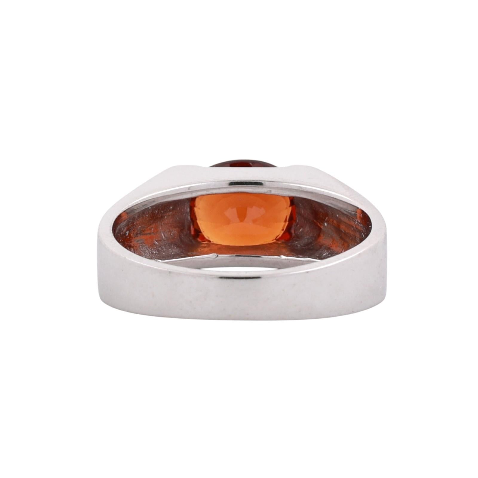 14K White Gold 2.55CT Spessartite Garnet Signet Ring Estate Size 8.75