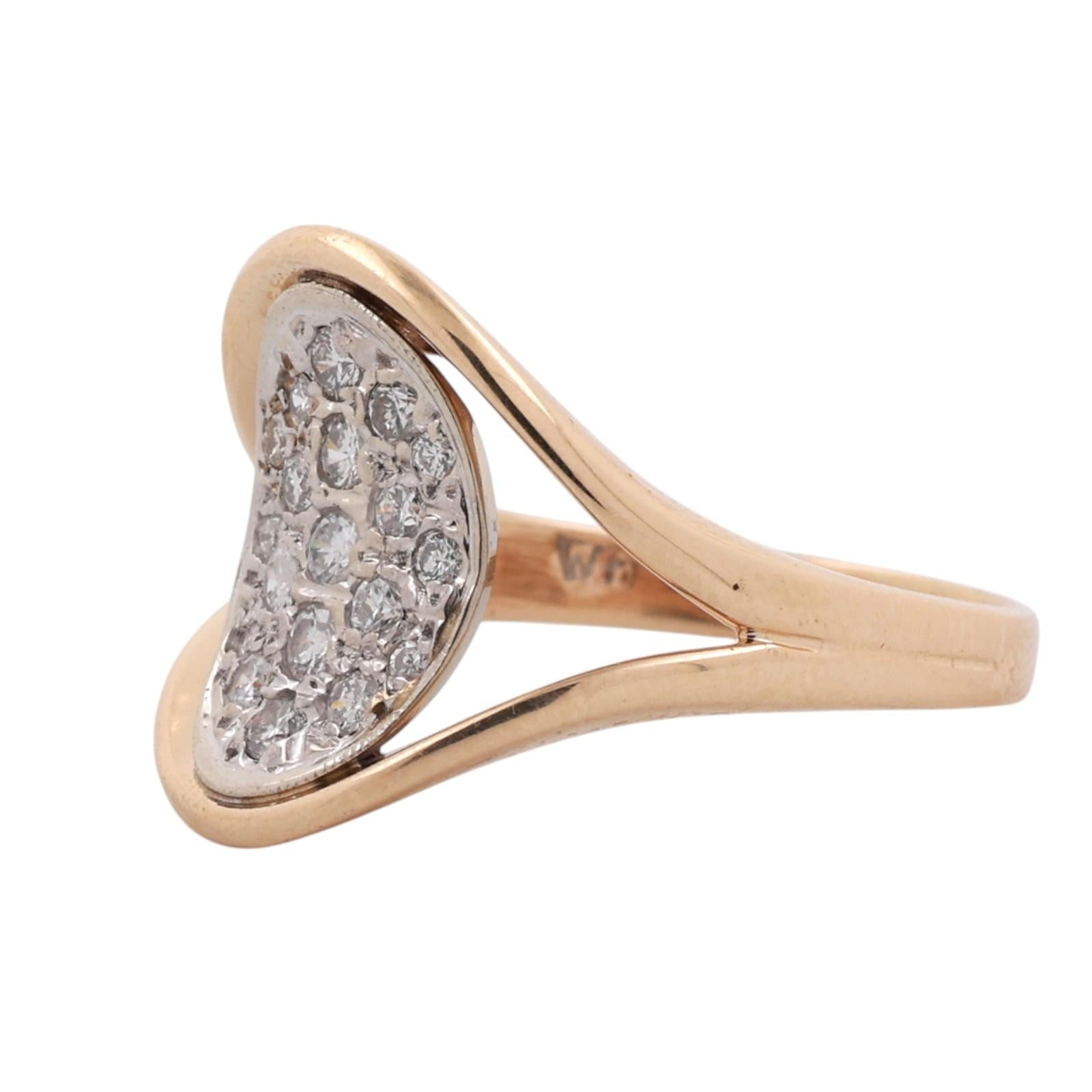 14K Two Tone Gold 0.80CTW Diamond Cluster Openwork Cocktail Ring Size 8.75