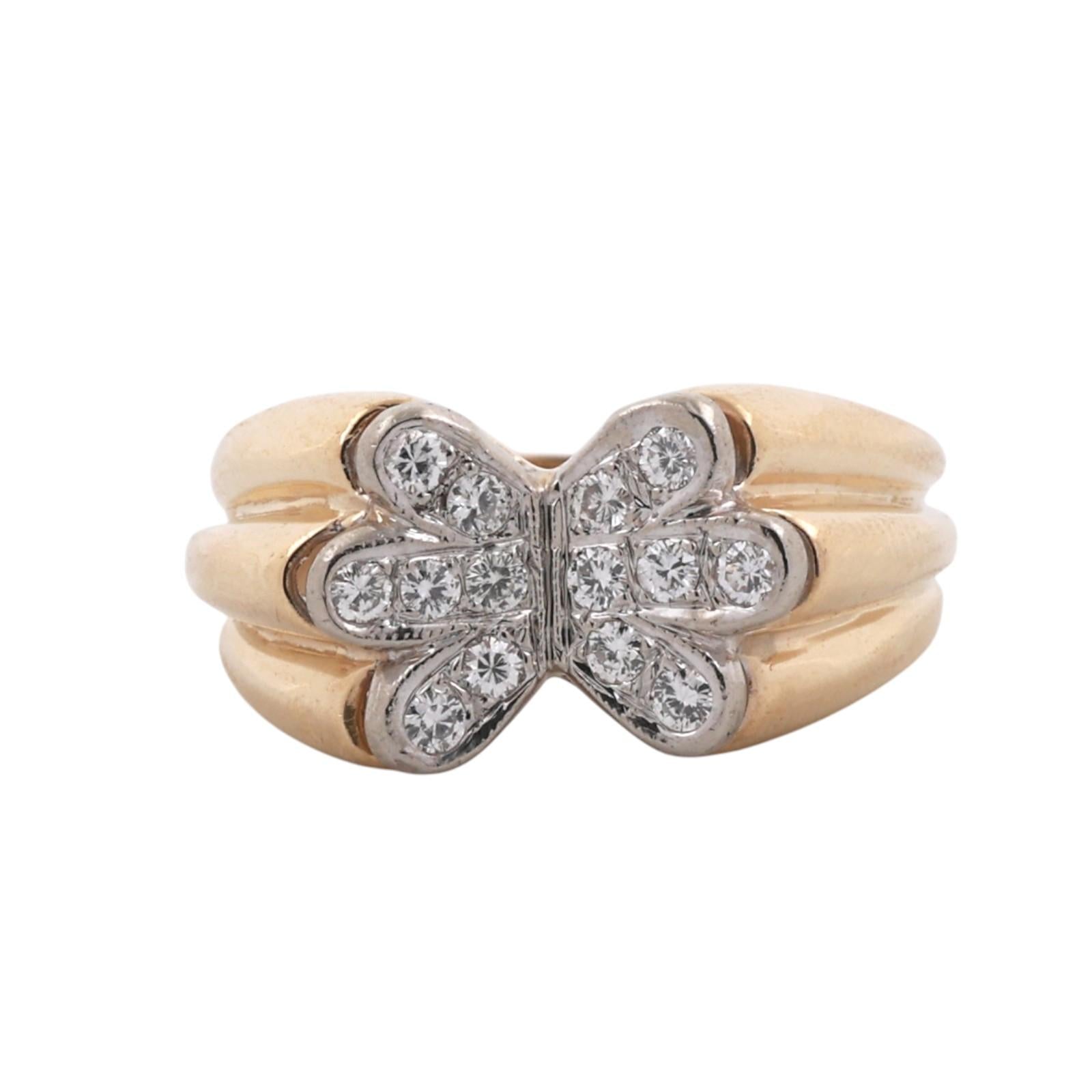 Yellow Gold 0.40CTW Diamond Flower Cluster Ring Size 7.25 Estate