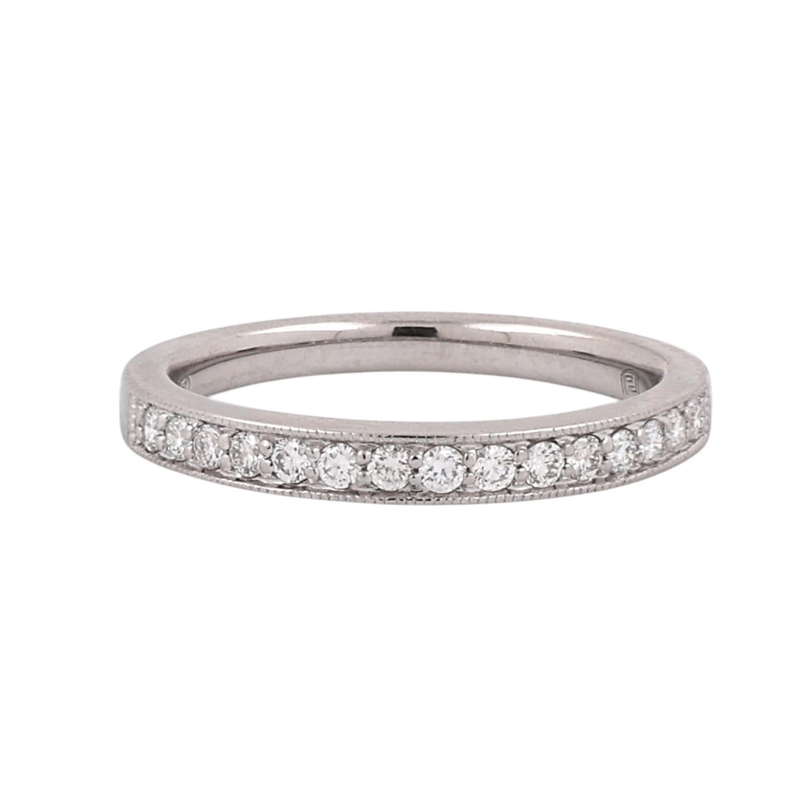 PT950 Platinum 0.33CTW Diamond Wedding Band Ring Size 7 Milgrain