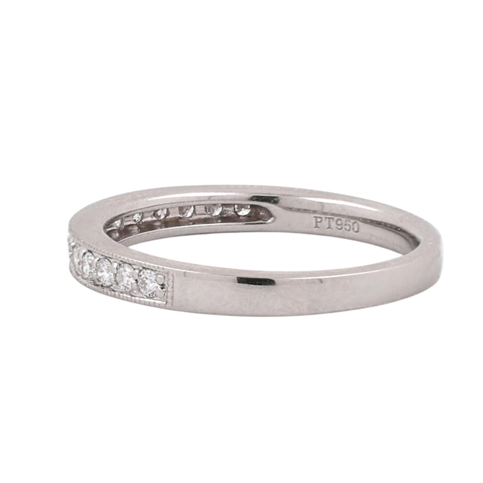 PT950 Platinum 0.33CTW Diamond Wedding Band Ring Size 7 Milgrain