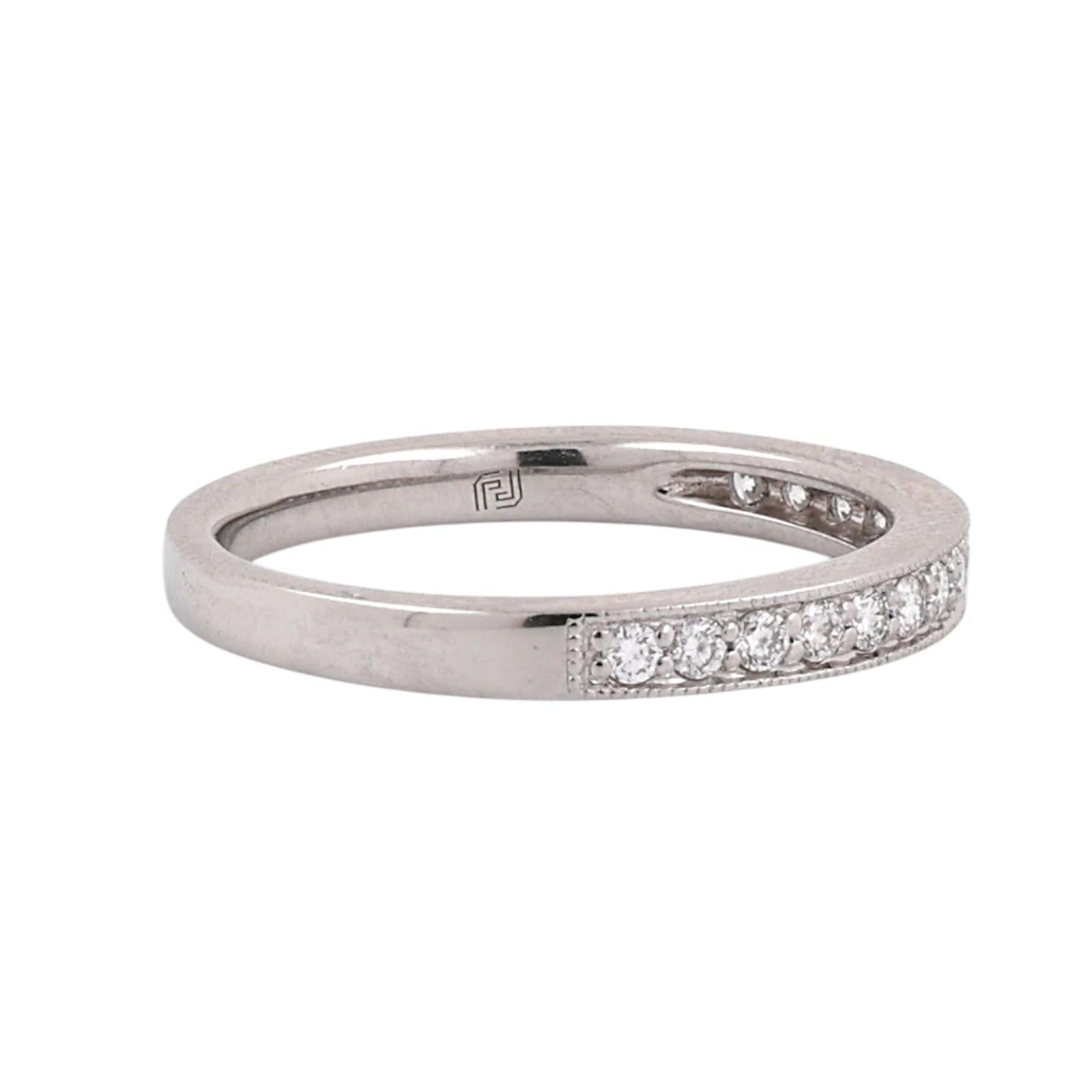 PT950 Platinum 0.33CTW Diamond Wedding Band Ring Size 7 Milgrain