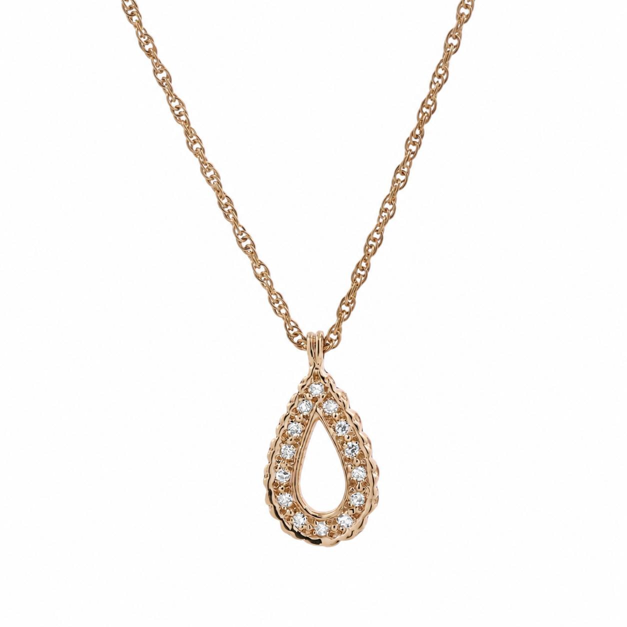 Yellow Gold 0.14 CTW Natural Diamond Teardrop Pendant Necklace 20"