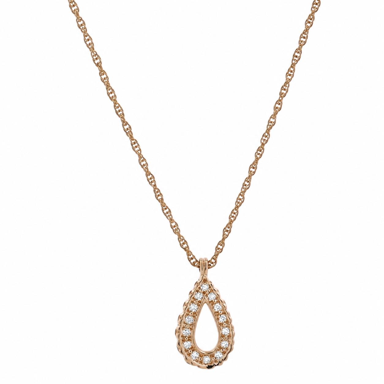 Yellow Gold 0.14 CTW Natural Diamond Teardrop Pendant Necklace 20"