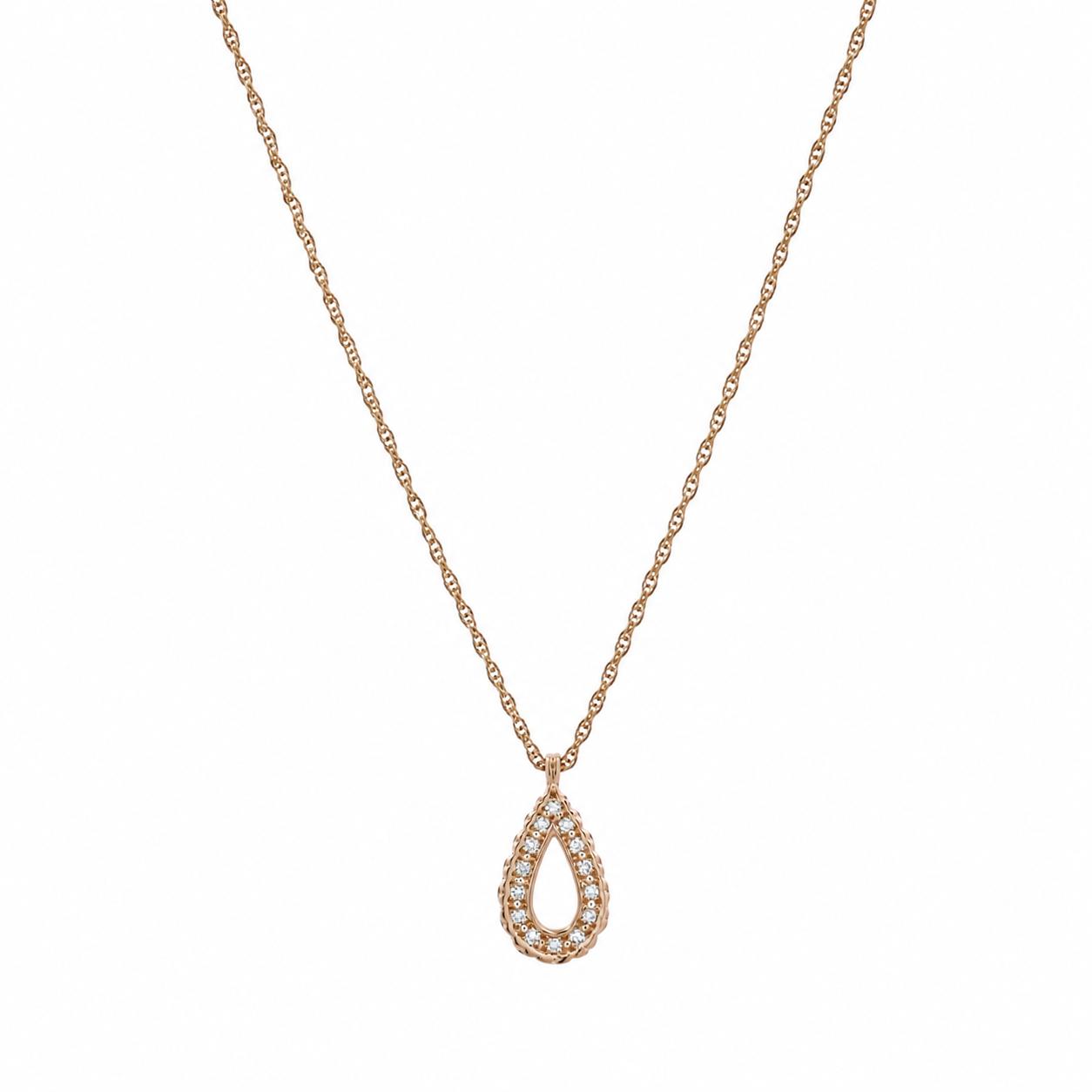 Yellow Gold 0.14 CTW Natural Diamond Teardrop Pendant Necklace 20"