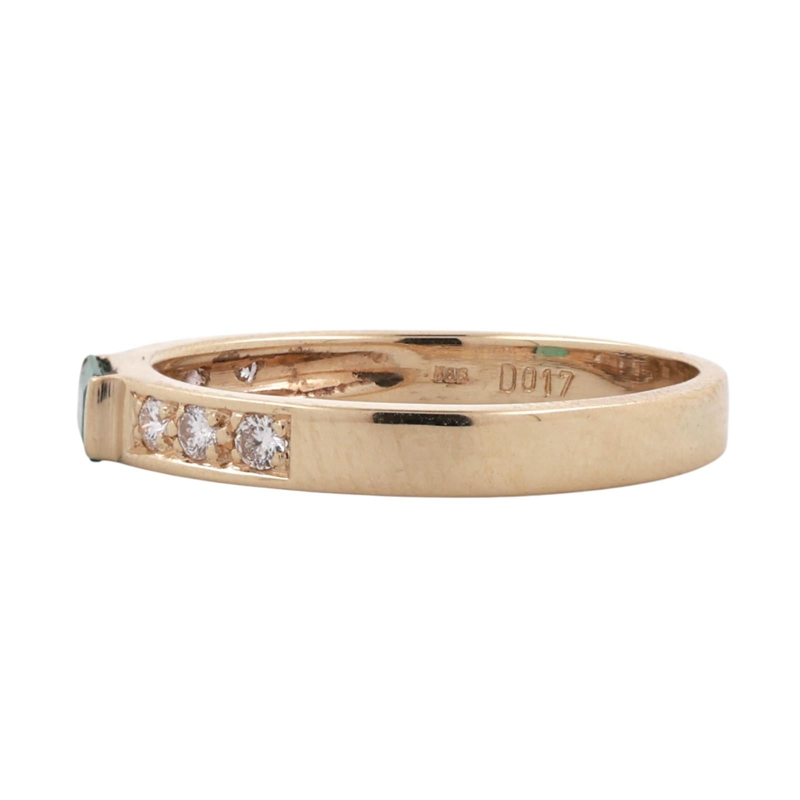 14K Yellow Gold Emerald Cut Emerald Diamond Band Ring 0.42CTW Size 9.25