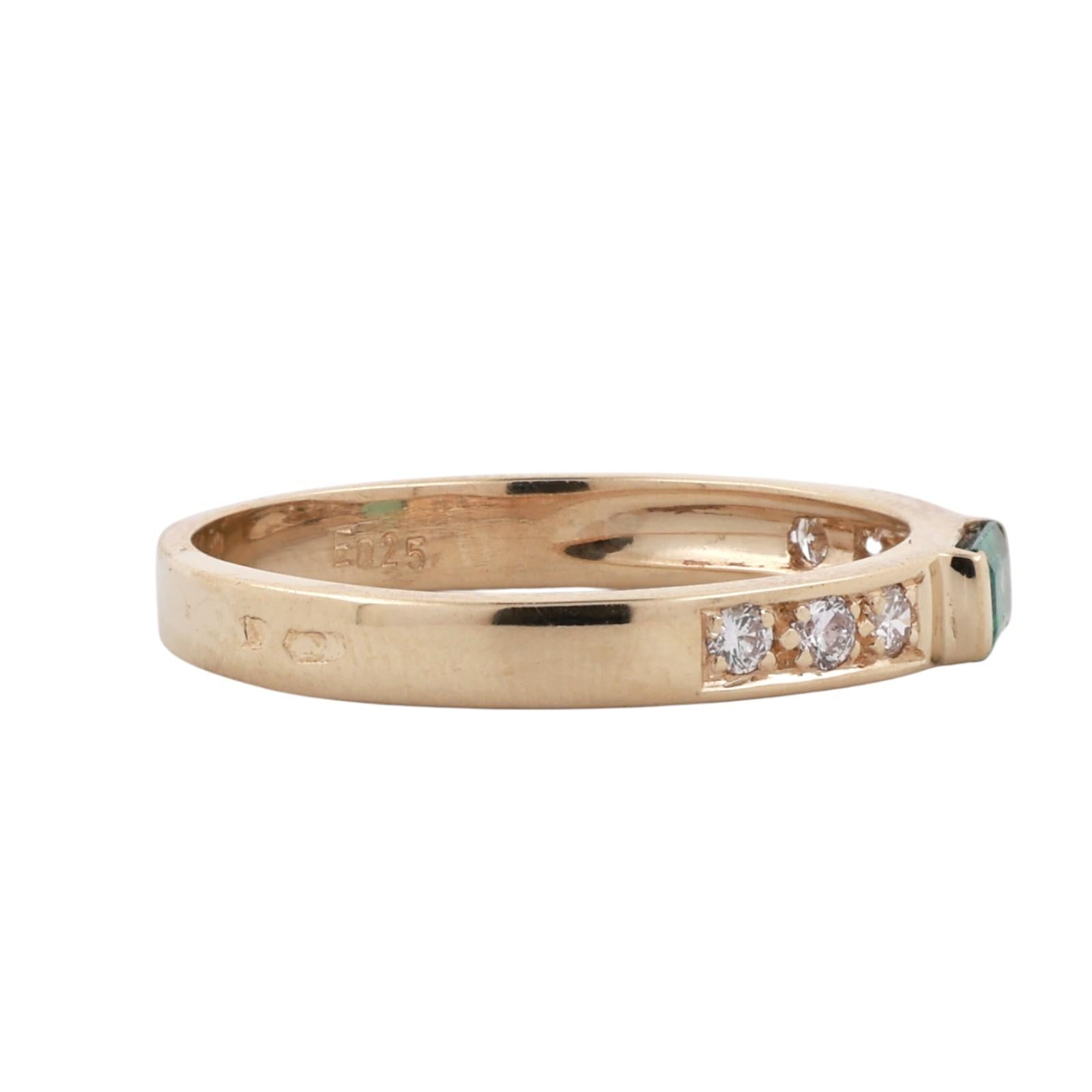 14K Yellow Gold Emerald Cut Emerald Diamond Band Ring 0.42CTW Size 9.25