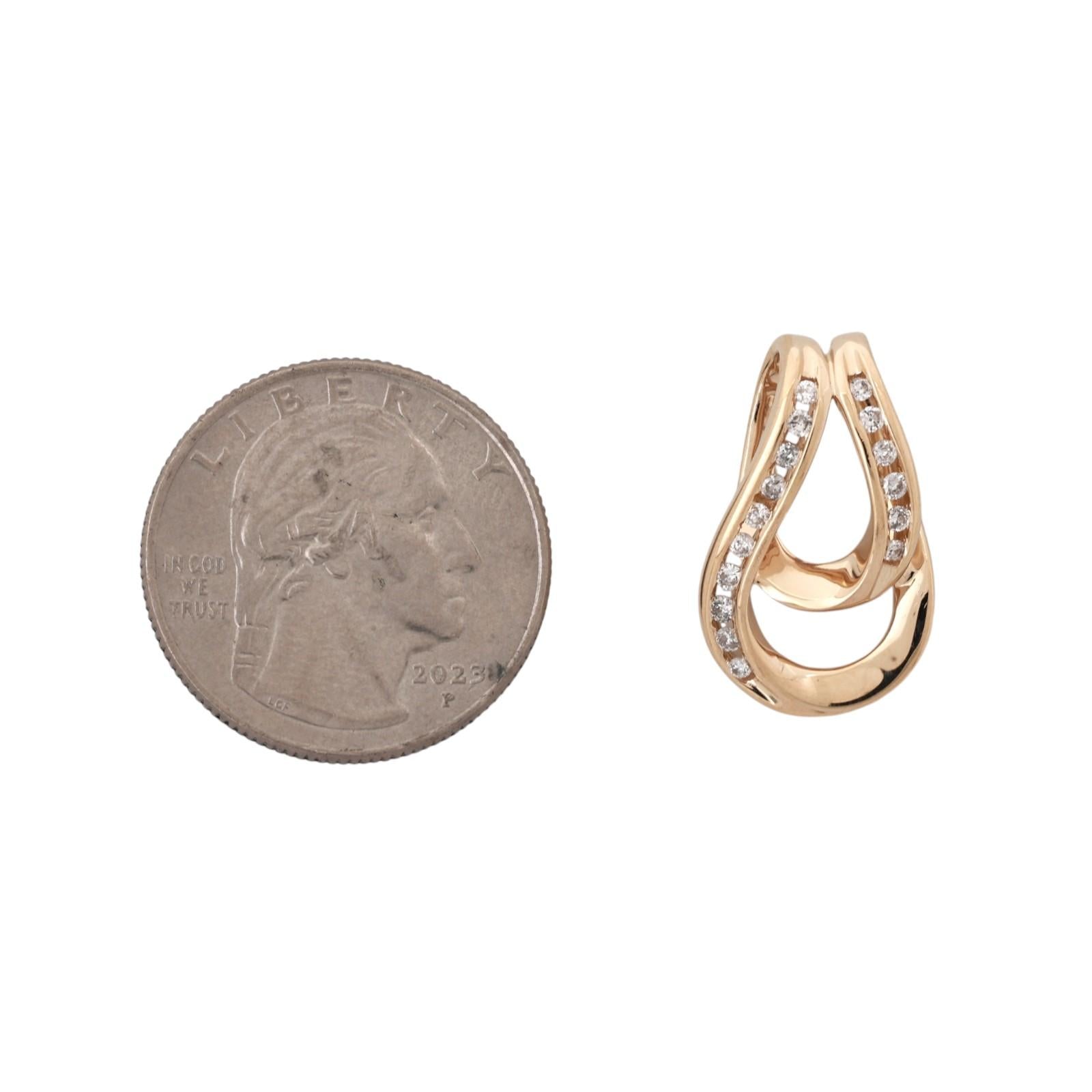 14K Gold Diamond Open Teardrop Slide Pendant 0.30CTW Estate