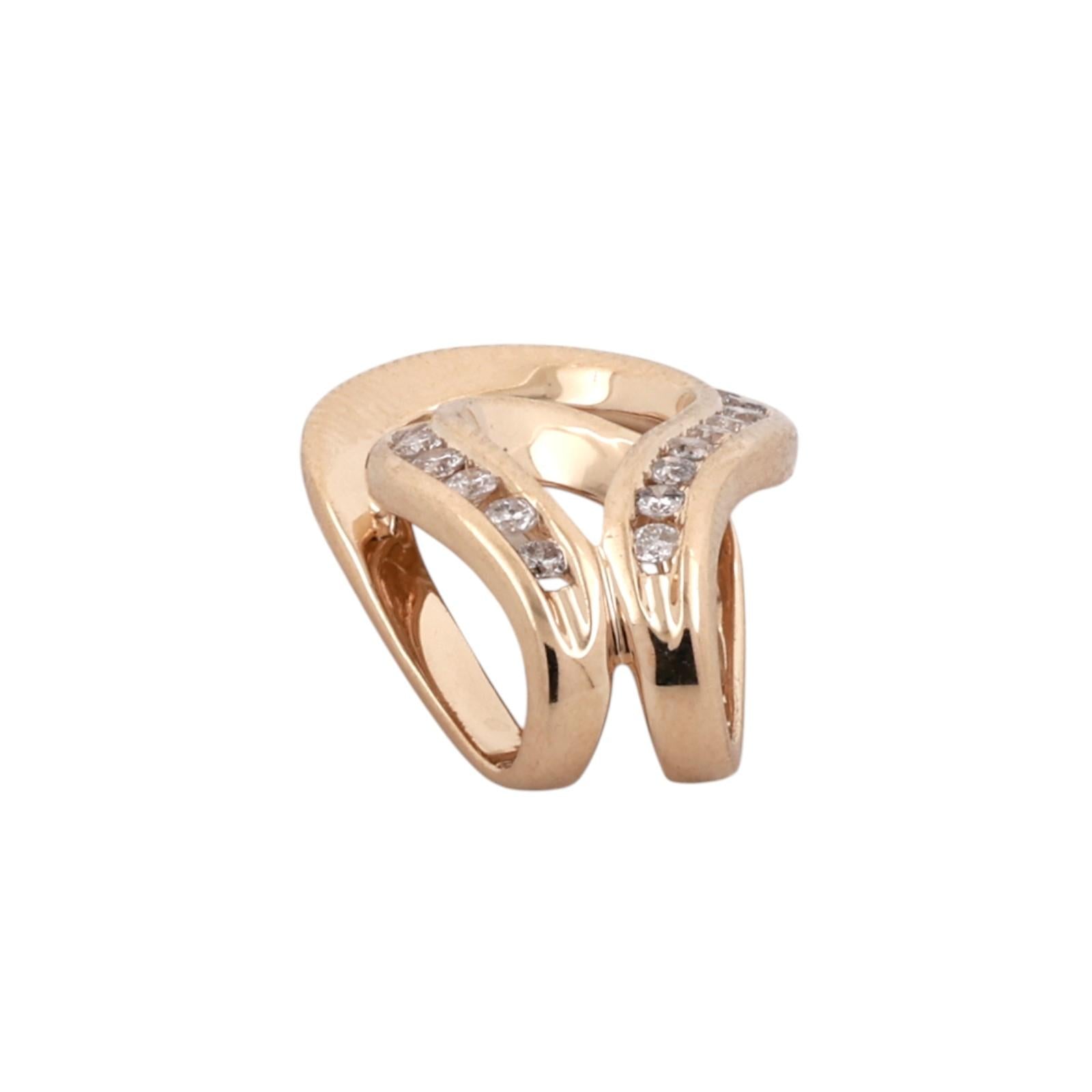 14K Gold Diamond Open Teardrop Slide Pendant 0.30CTW Estate