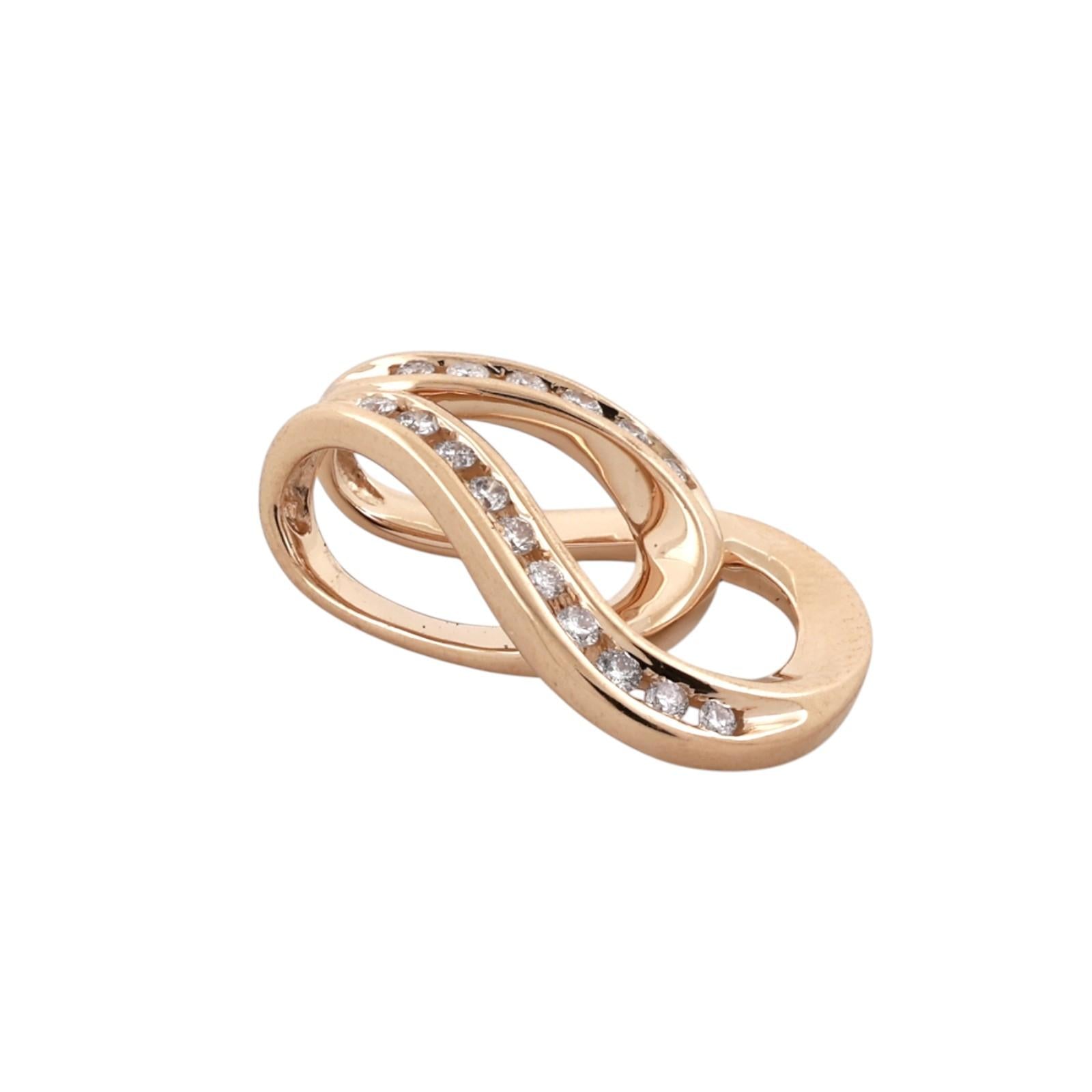 14K Gold Diamond Open Teardrop Slide Pendant 0.30CTW Estate