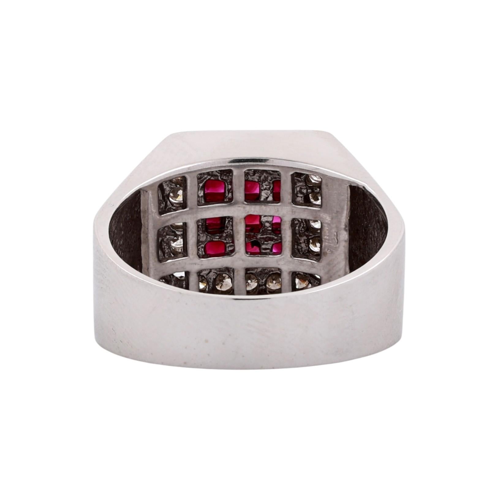 Estate White Gold Ruby Halo Diamond Men's Ring Size 11.5 13.0g