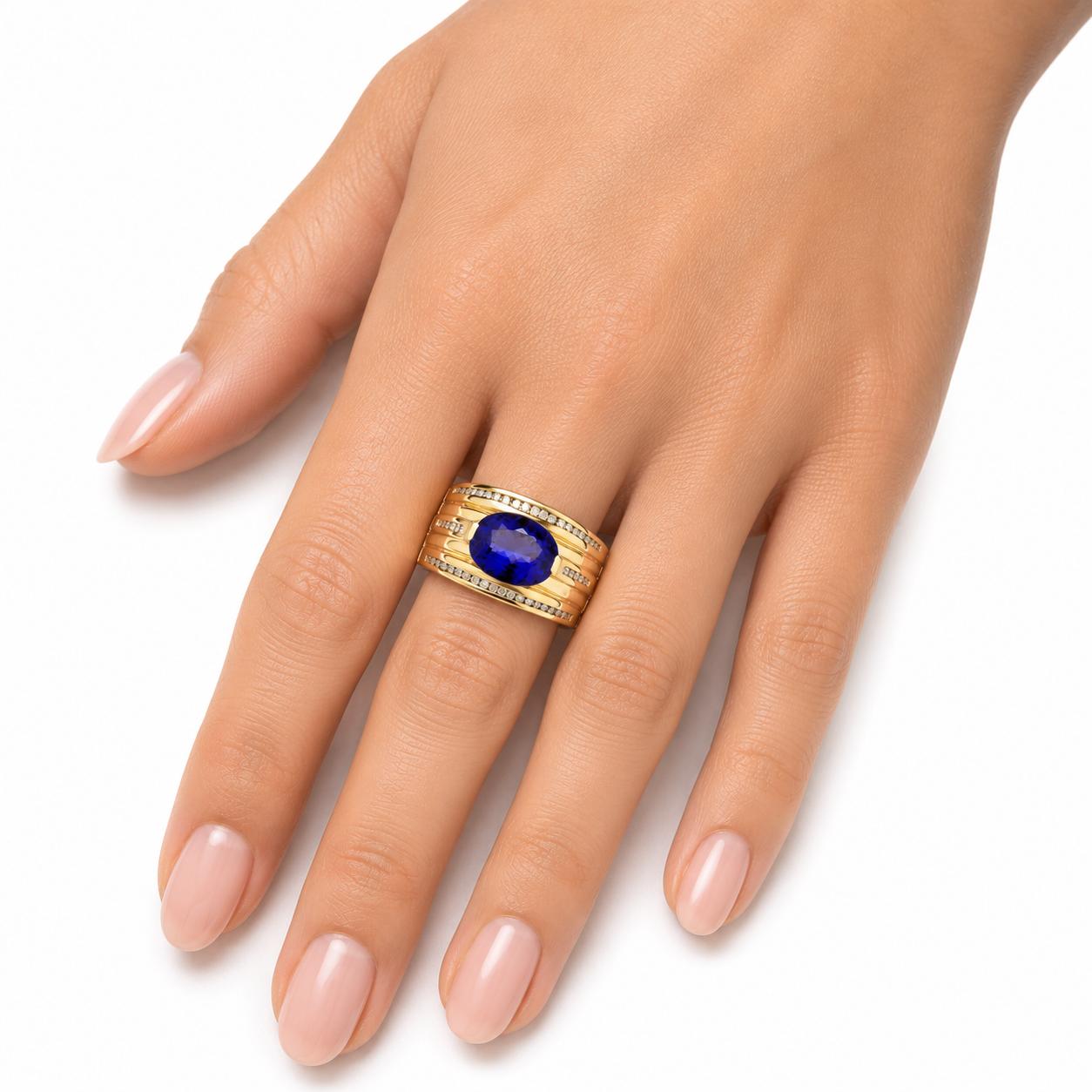 14K Vintage Tanzanite Diamond Men's Ring 4.95CTW Estate Size 10