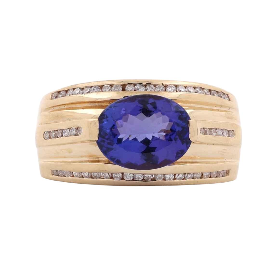 14K Vintage Tanzanite Diamond Men's Ring 4.95CTW Estate Size 10